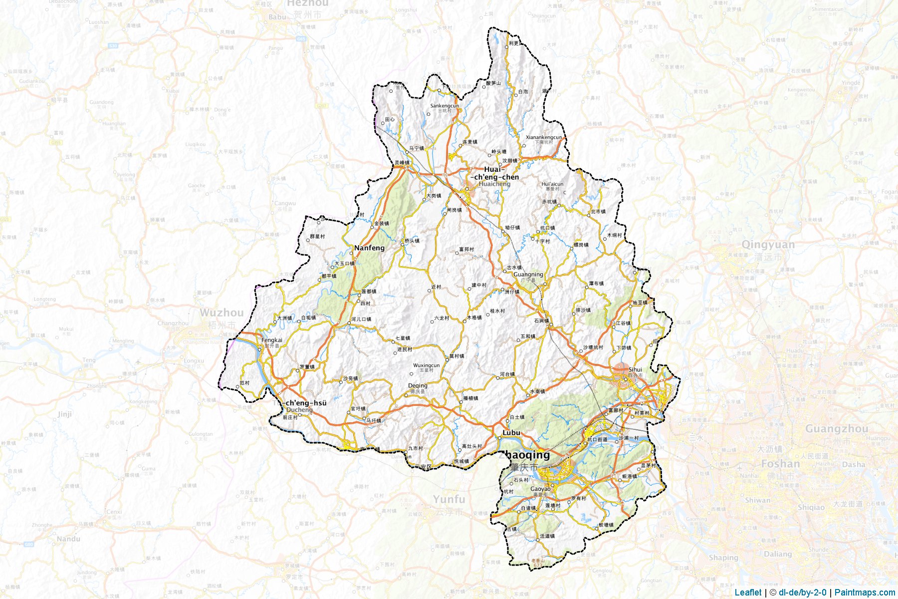 Muestras de recorte de mapas Zhaoqing (Guangdong)-1