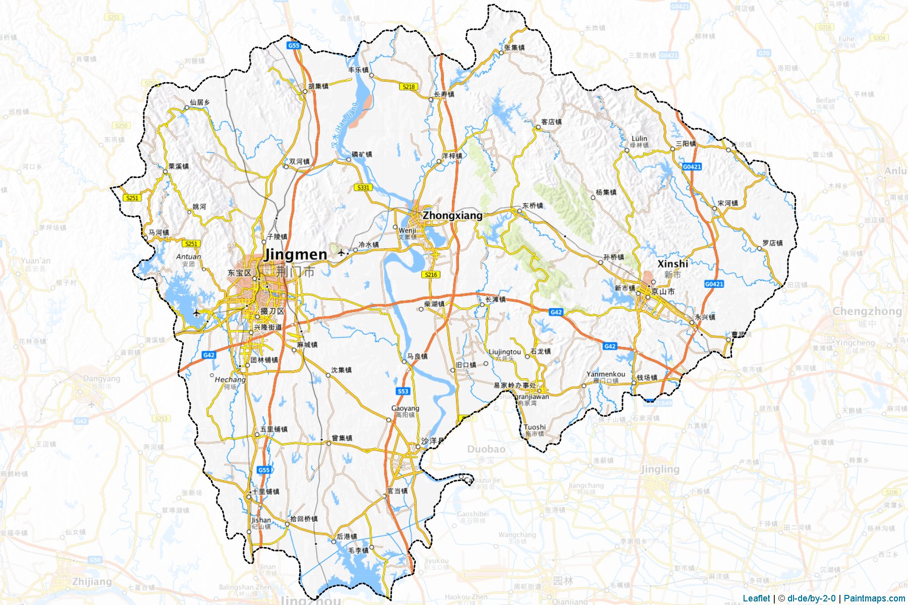 Muestras de recorte de mapas Jingmen (Hubei)-1