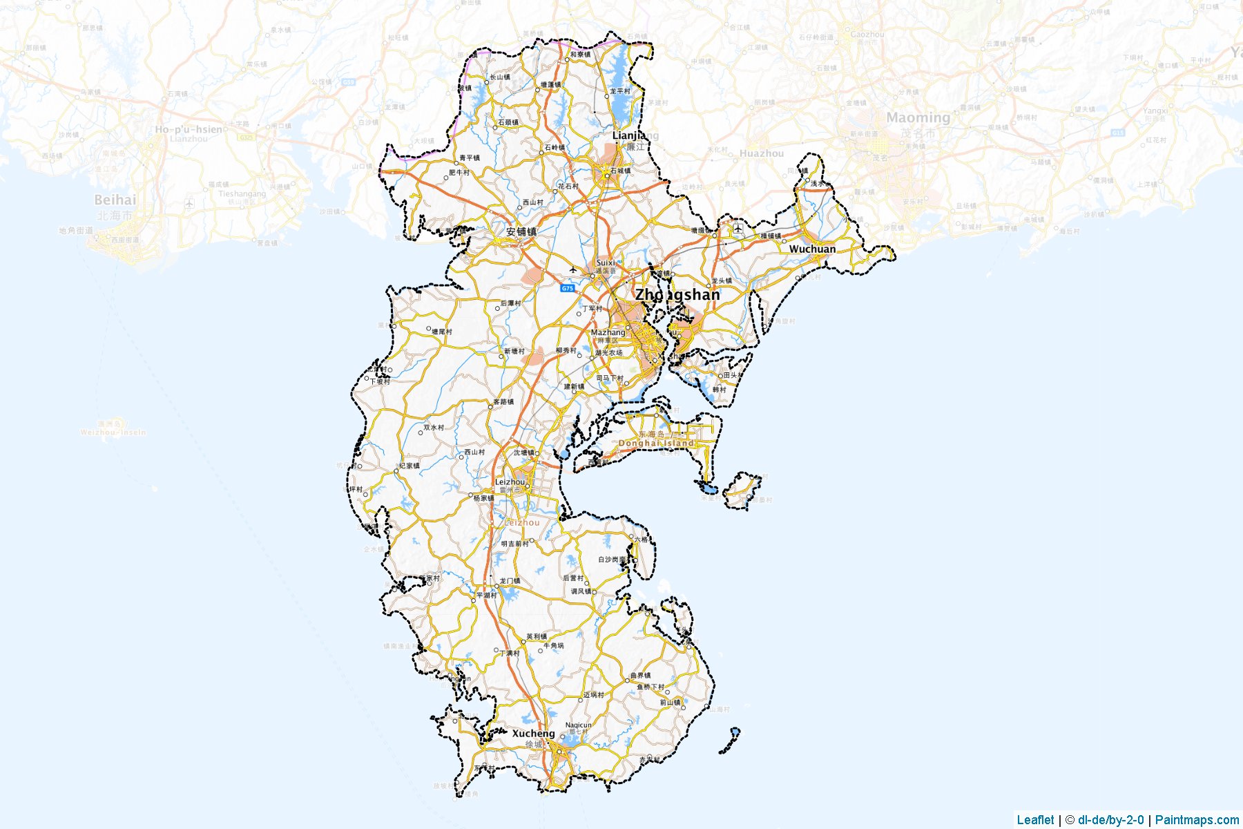 Muestras de recorte de mapas Zhanjiang (Guangdong)-1