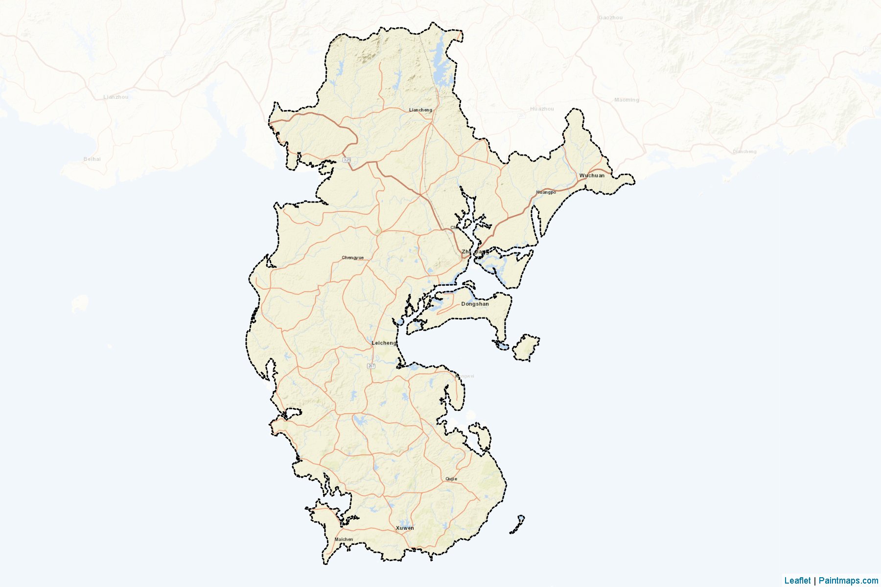 Muestras de recorte de mapas Zhanjiang (Guangdong)-2