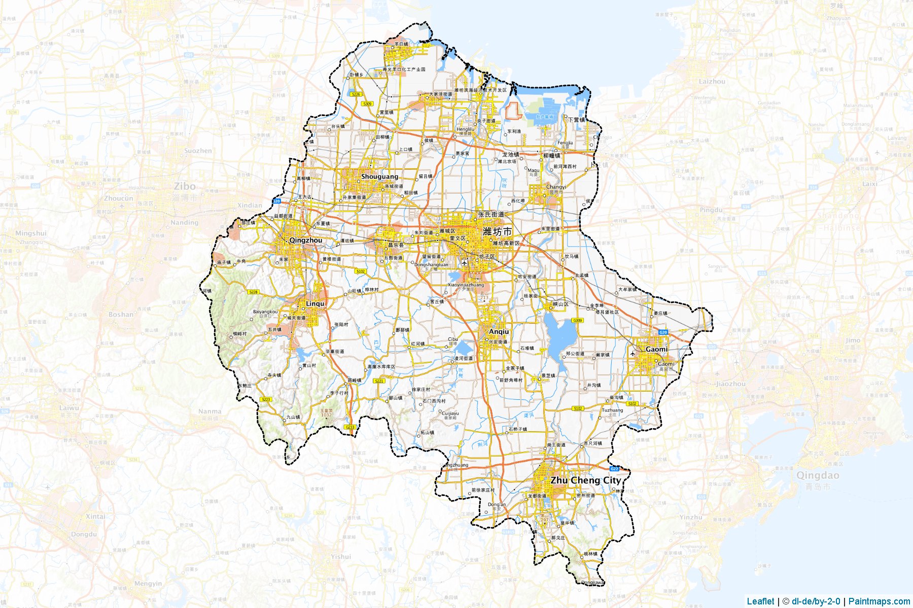 Weifang (Shandong) Map Cropping Samples-1