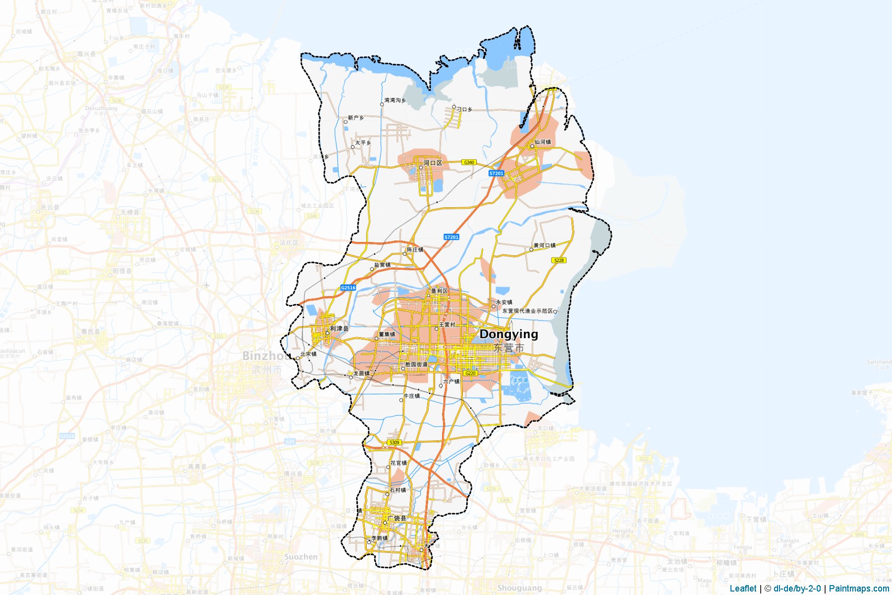 Muestras de recorte de mapas Dongying (Shandong)-1