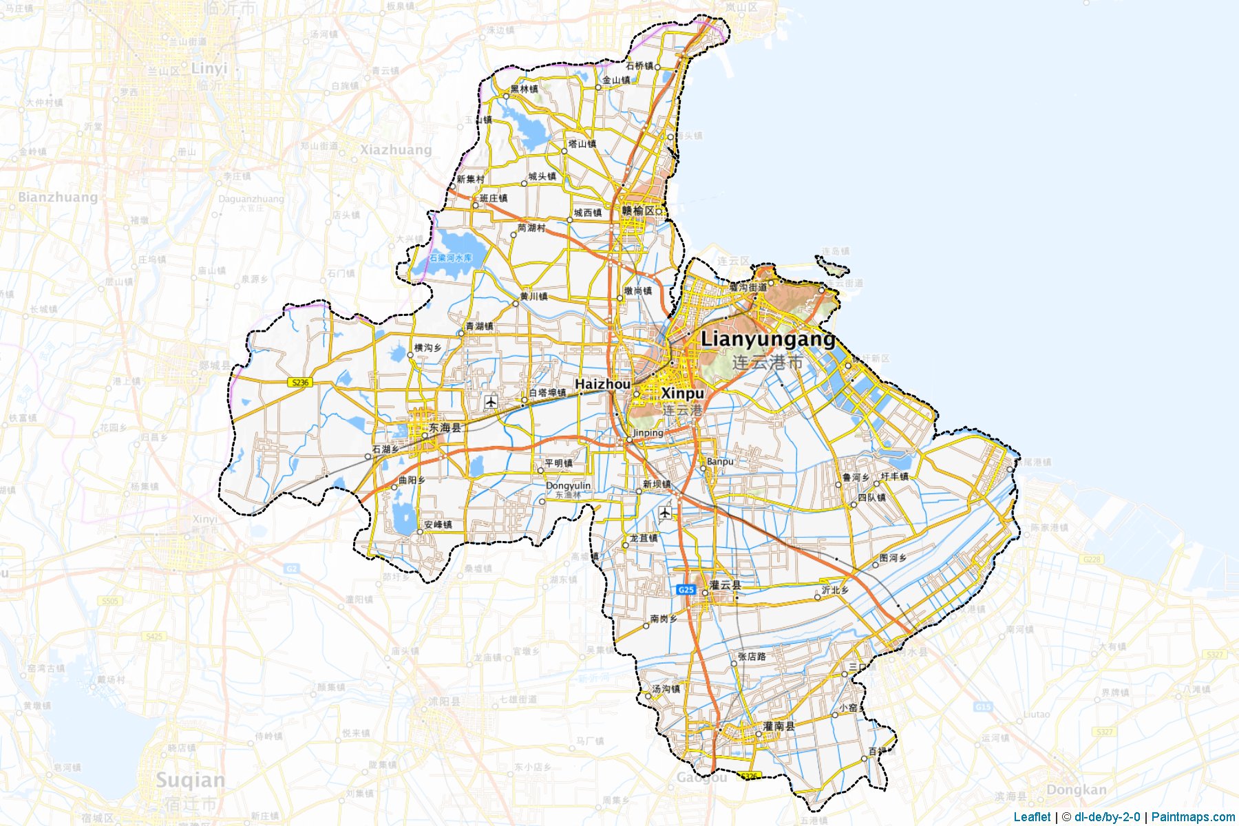 Lianyungang (Jiangsu) Map Cropping Samples-1