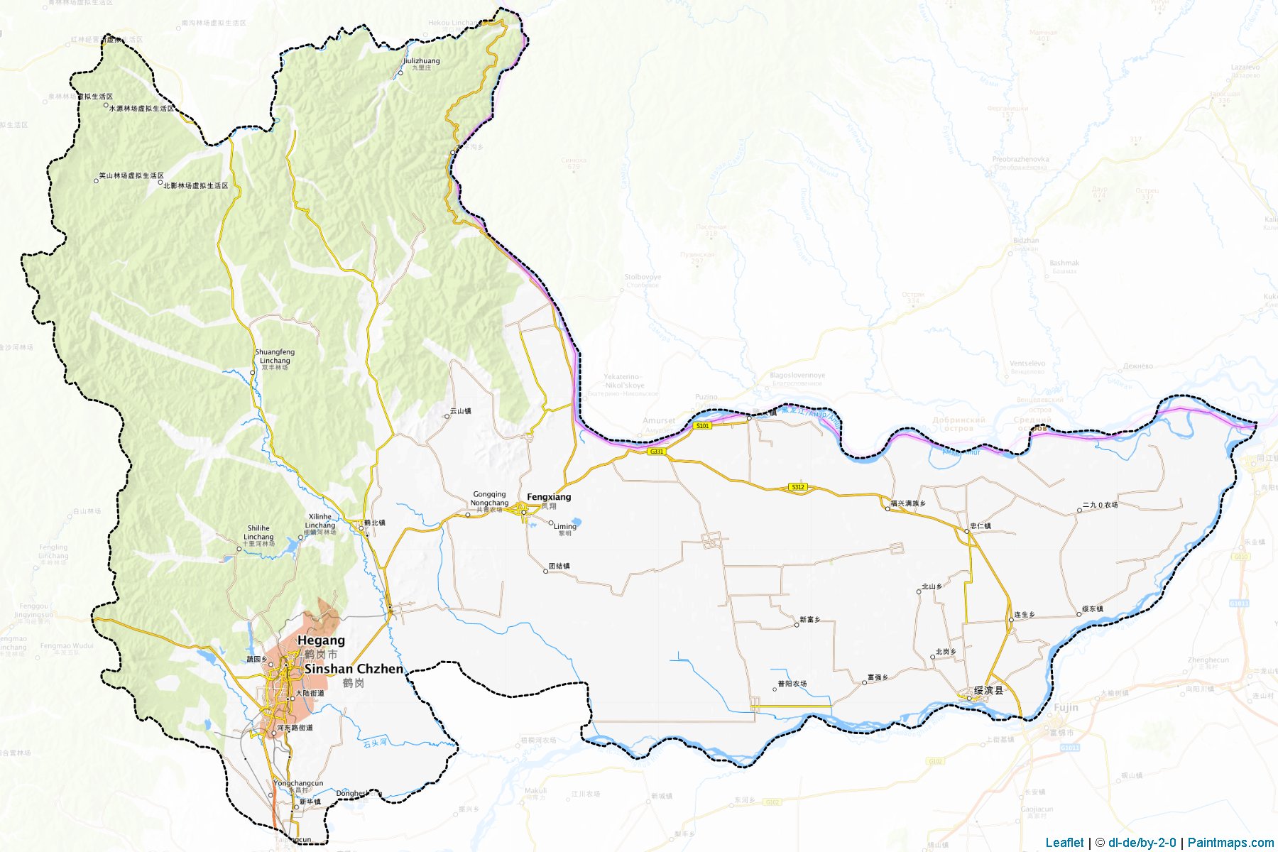 Hegang (Heilongjiang) Map Cropping Samples-1