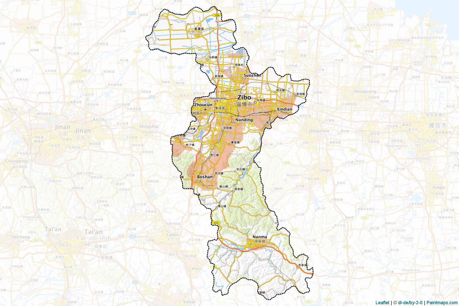 Zibo (Shandong) Map Cropping Samples-1