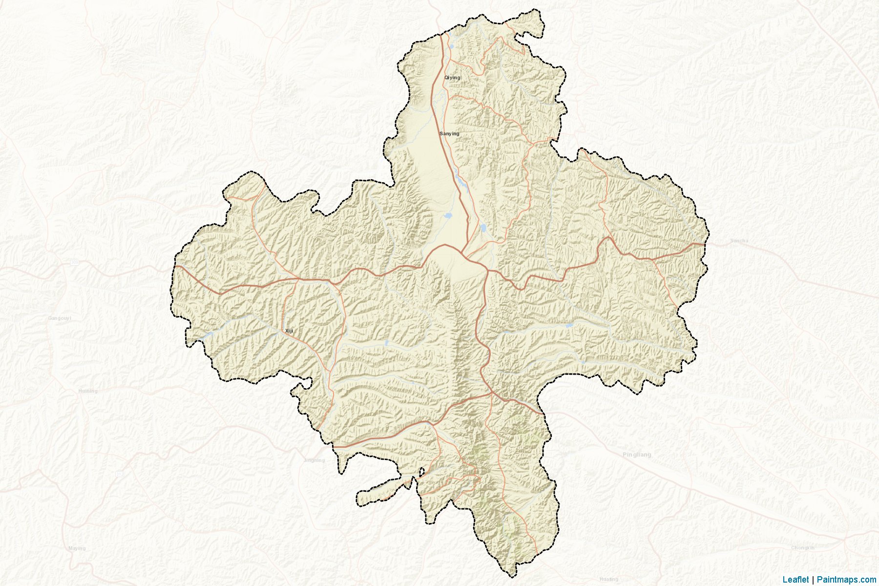 Muestras de recorte de mapas Guyuan (Ningxia Hui)-2