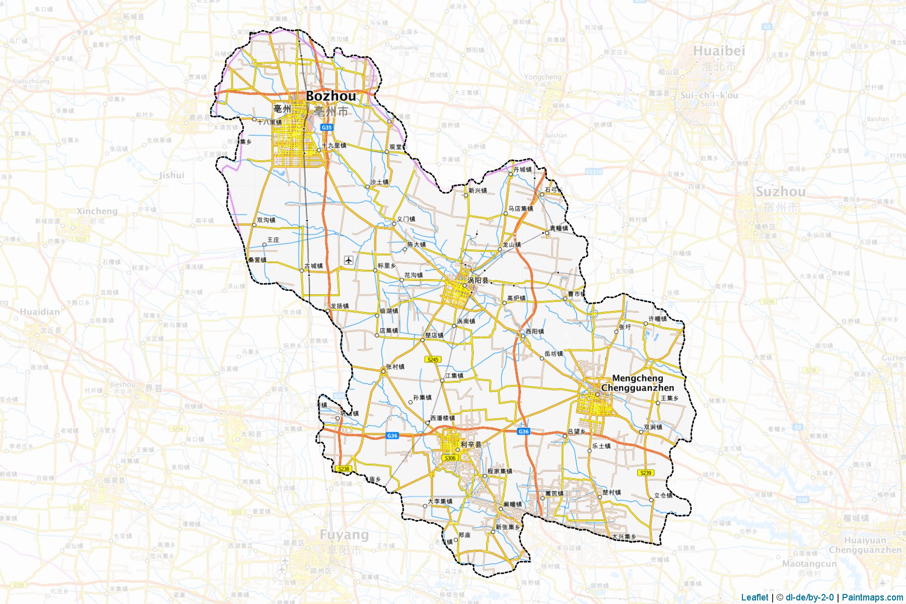 Bozhou (Anhui) Map Cropping Samples-1