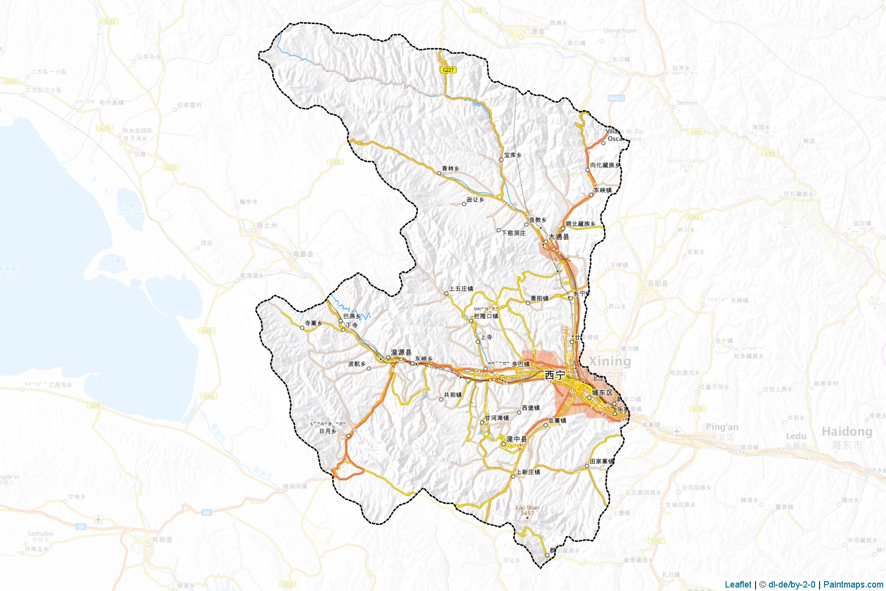 Muestras de recorte de mapas Xining (Qinghai)-1