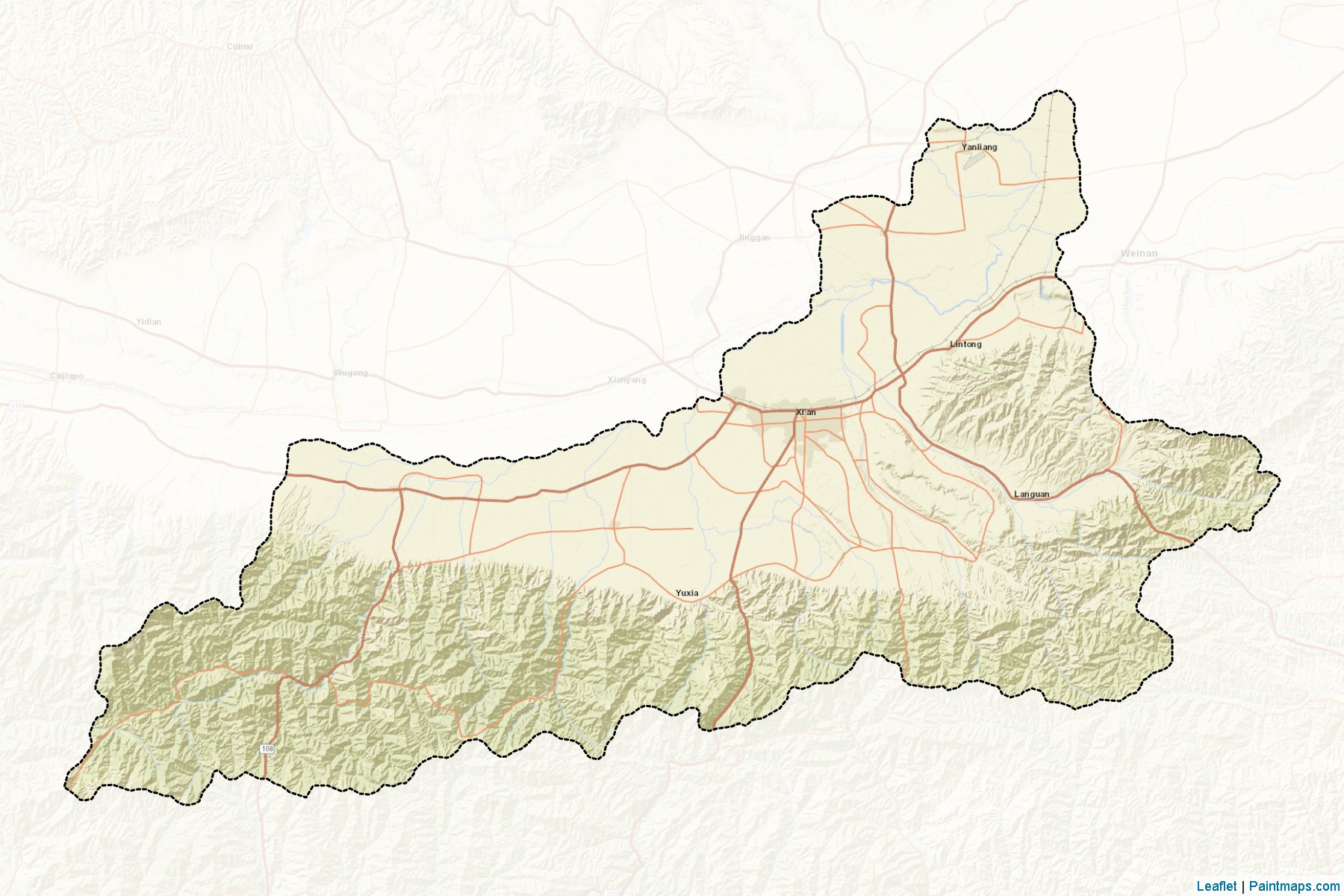 Muestras de recorte de mapas Xi'an (Shaanxi)-2