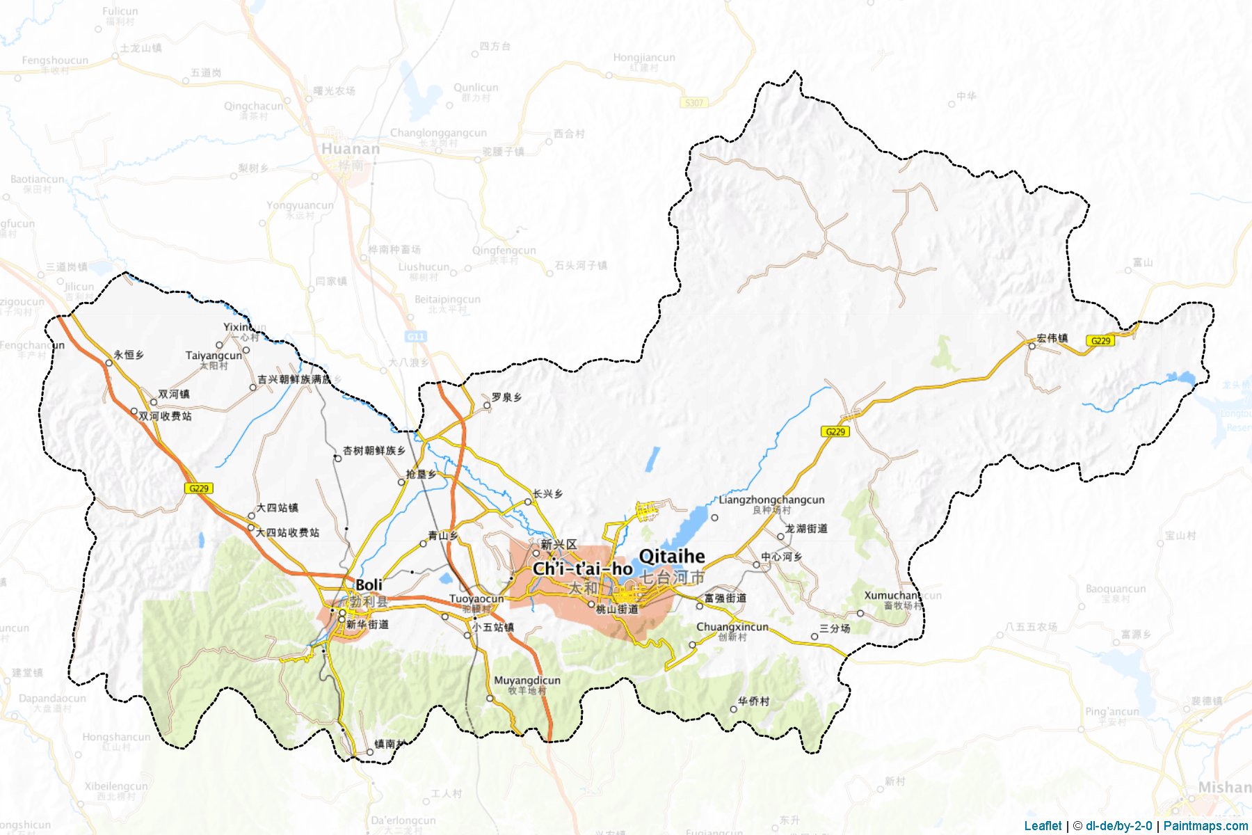 Muestras de recorte de mapas Qitaihe (Heilongjiang)-1