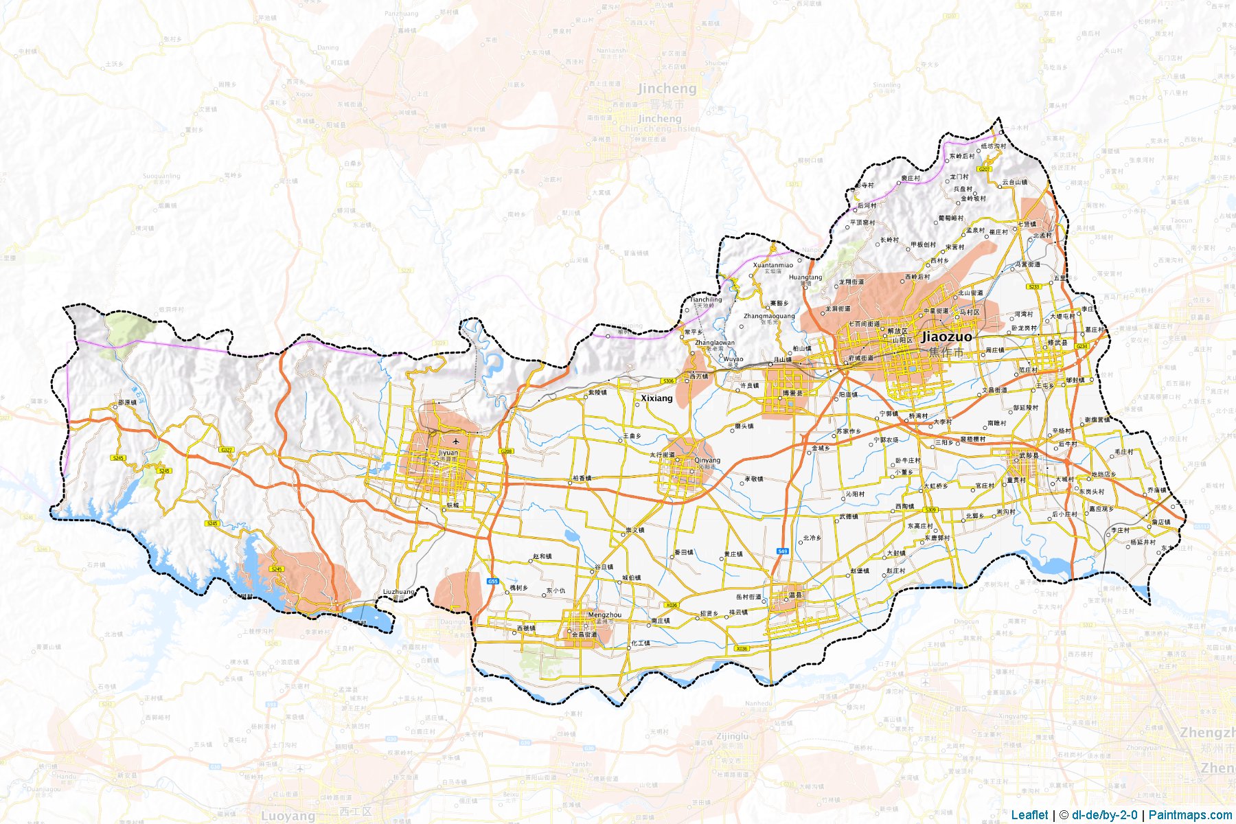 Muestras de recorte de mapas Jiaozuo (Henan)-1