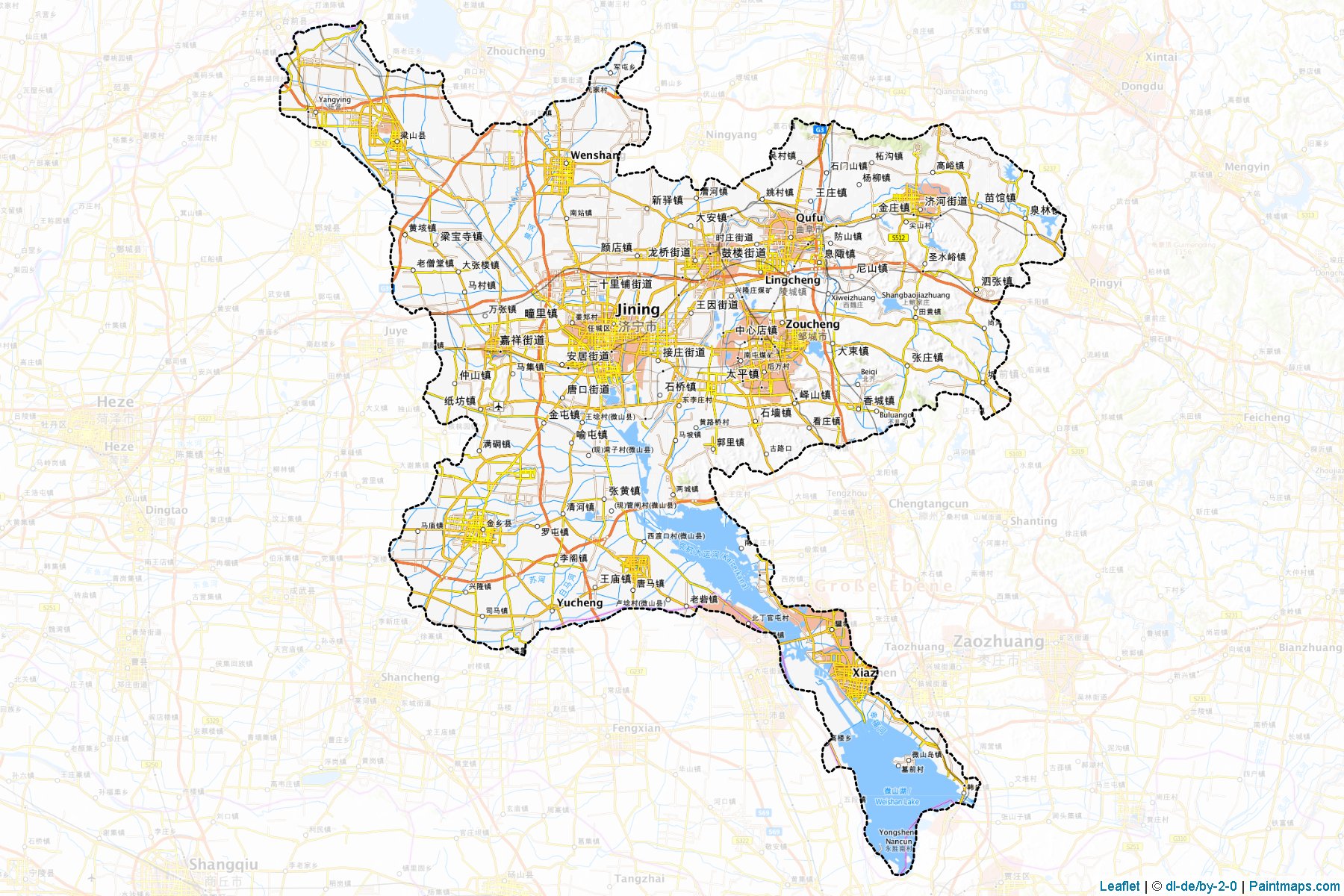 Muestras de recorte de mapas Jining (Shandong)-1