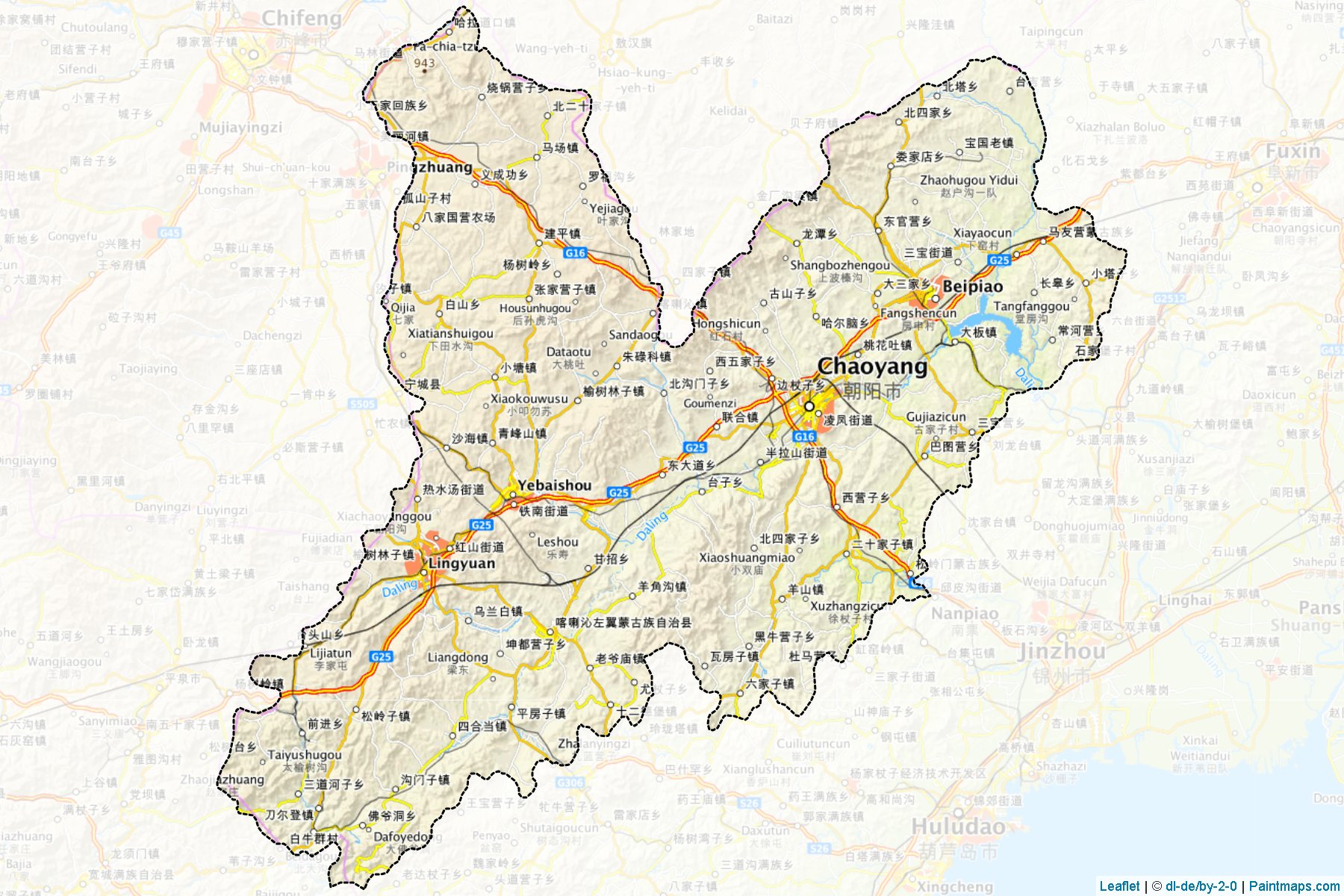 Muestras de recorte de mapas Chaoyang (Liaoning)-1