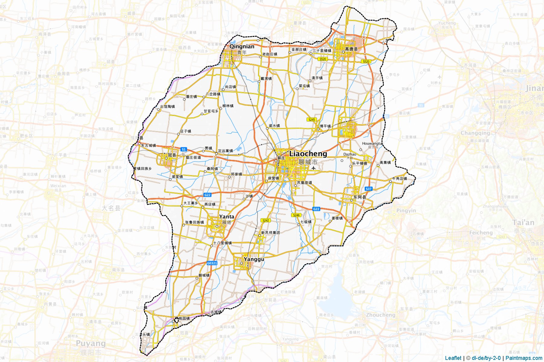 Muestras de recorte de mapas Liaocheng (Shandong)-1