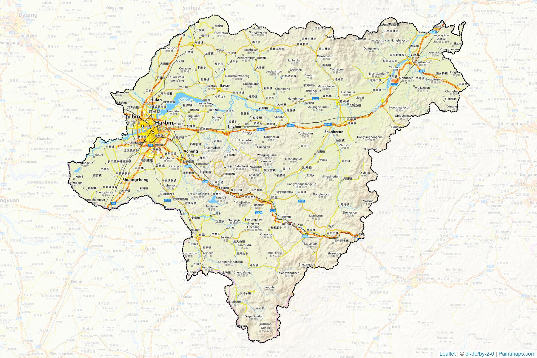 Muestras de recorte de mapas Ha'erbin (Heilongjiang)-1