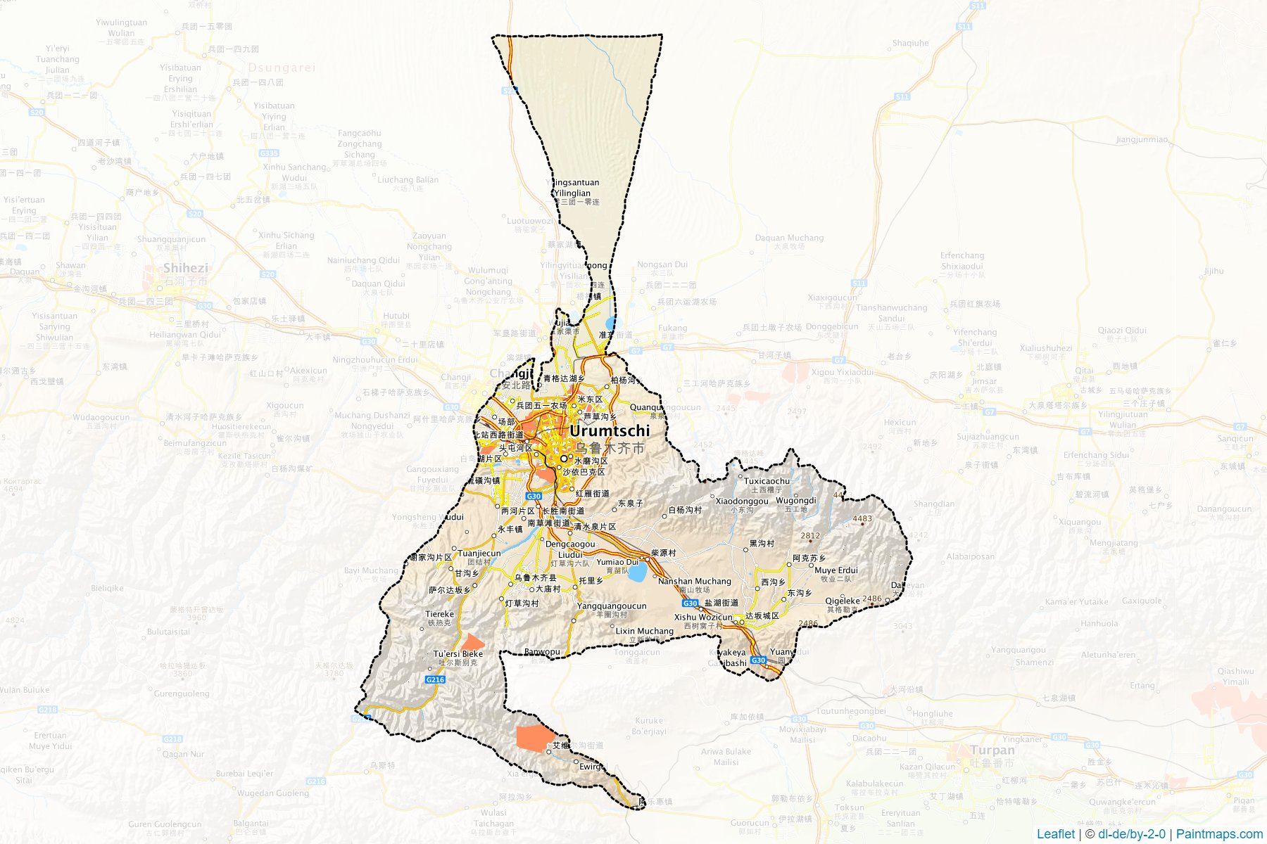 Wulumuqi (Xinjiang Uyghur) Map Cropping Samples-1