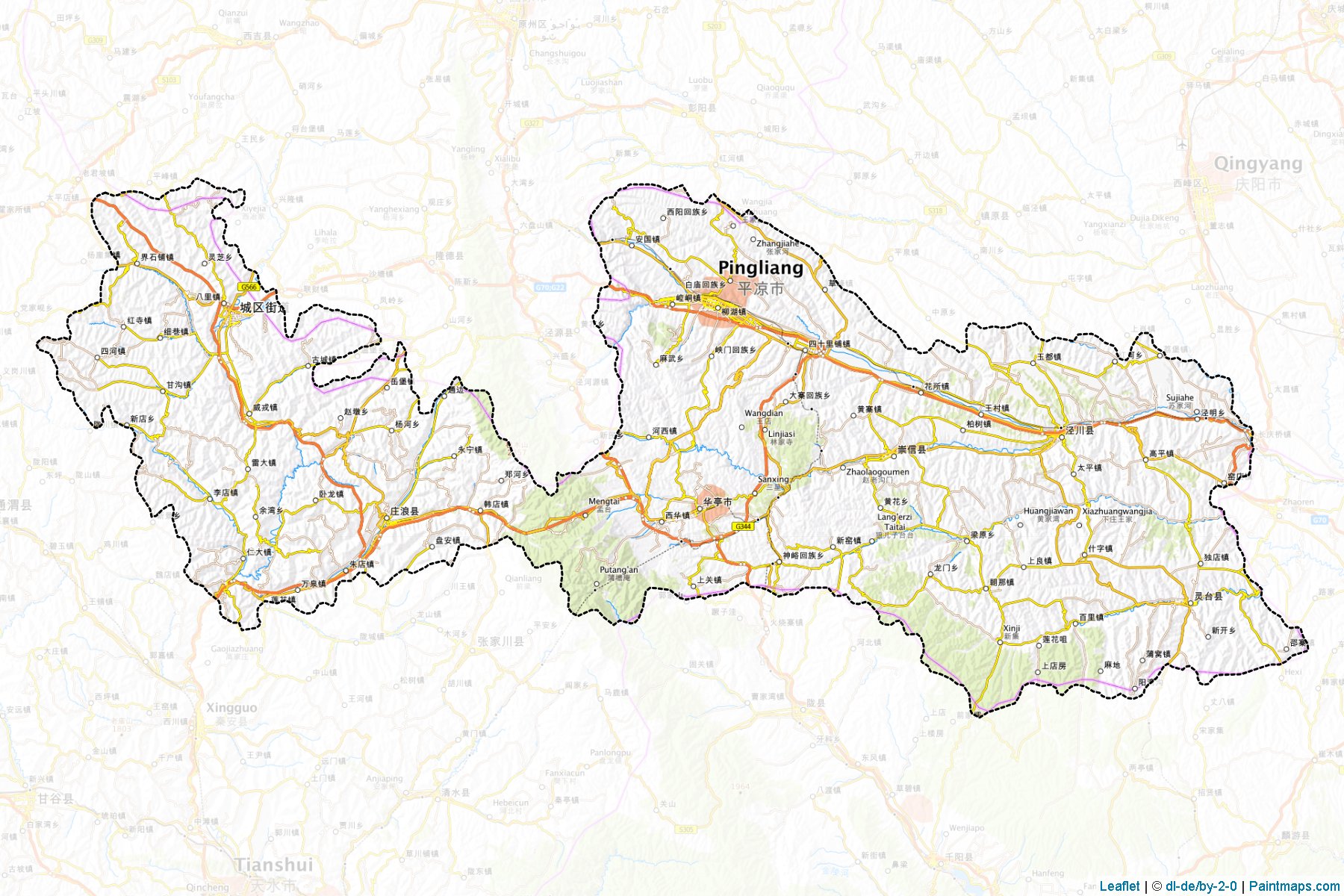 Muestras de recorte de mapas Pingliang (Gansu)-1