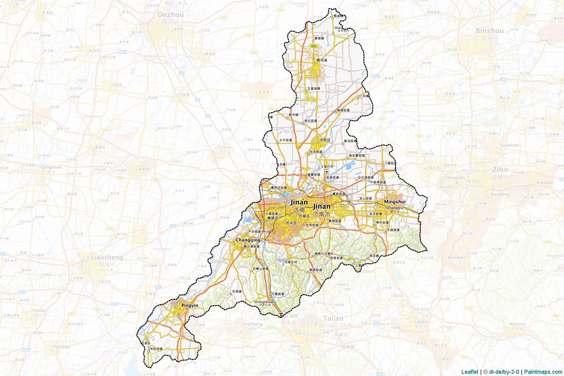 Muestras de recorte de mapas Jinan (Shandong)-1