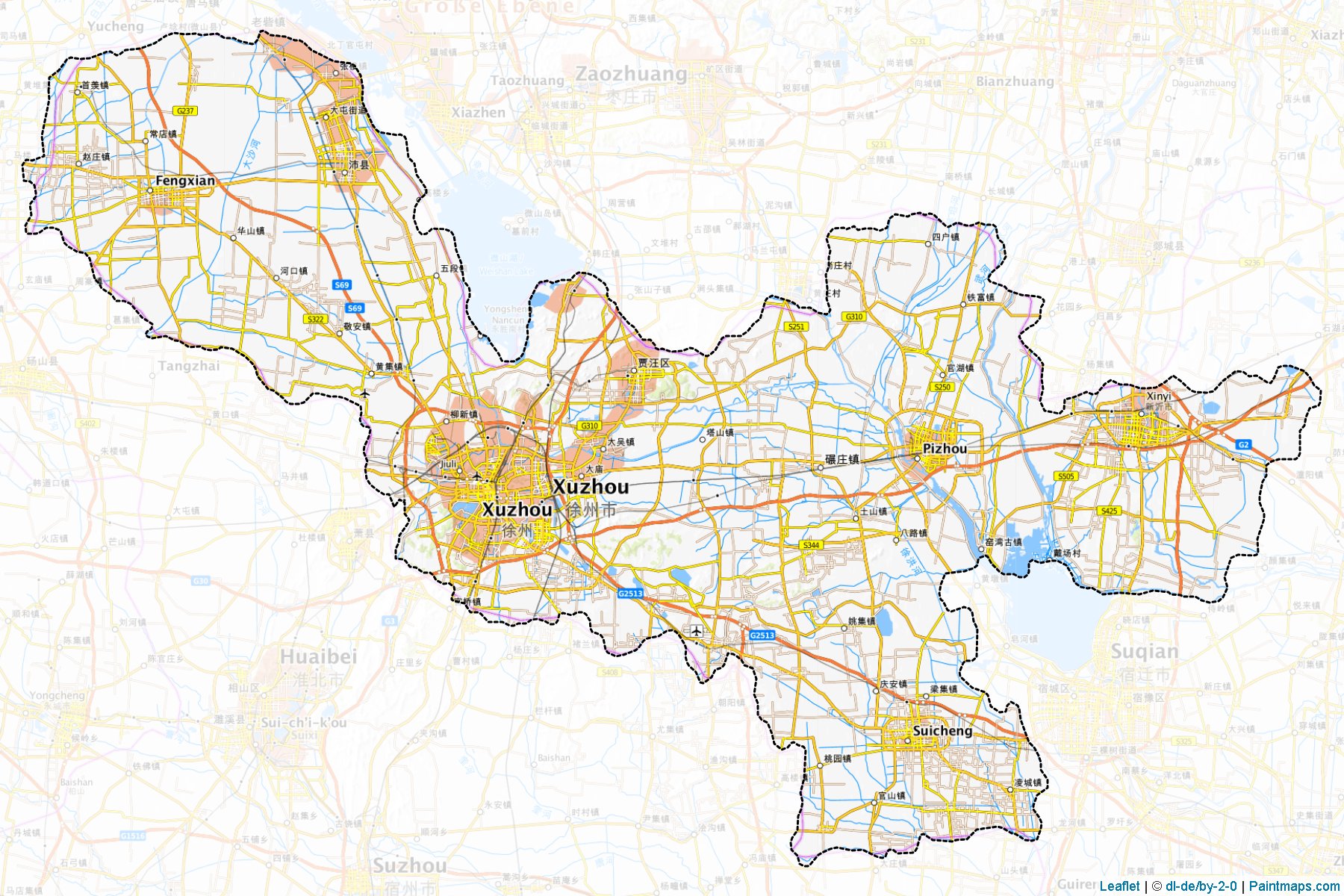 Muestras de recorte de mapas Xuzhou (Jiangsu)-1