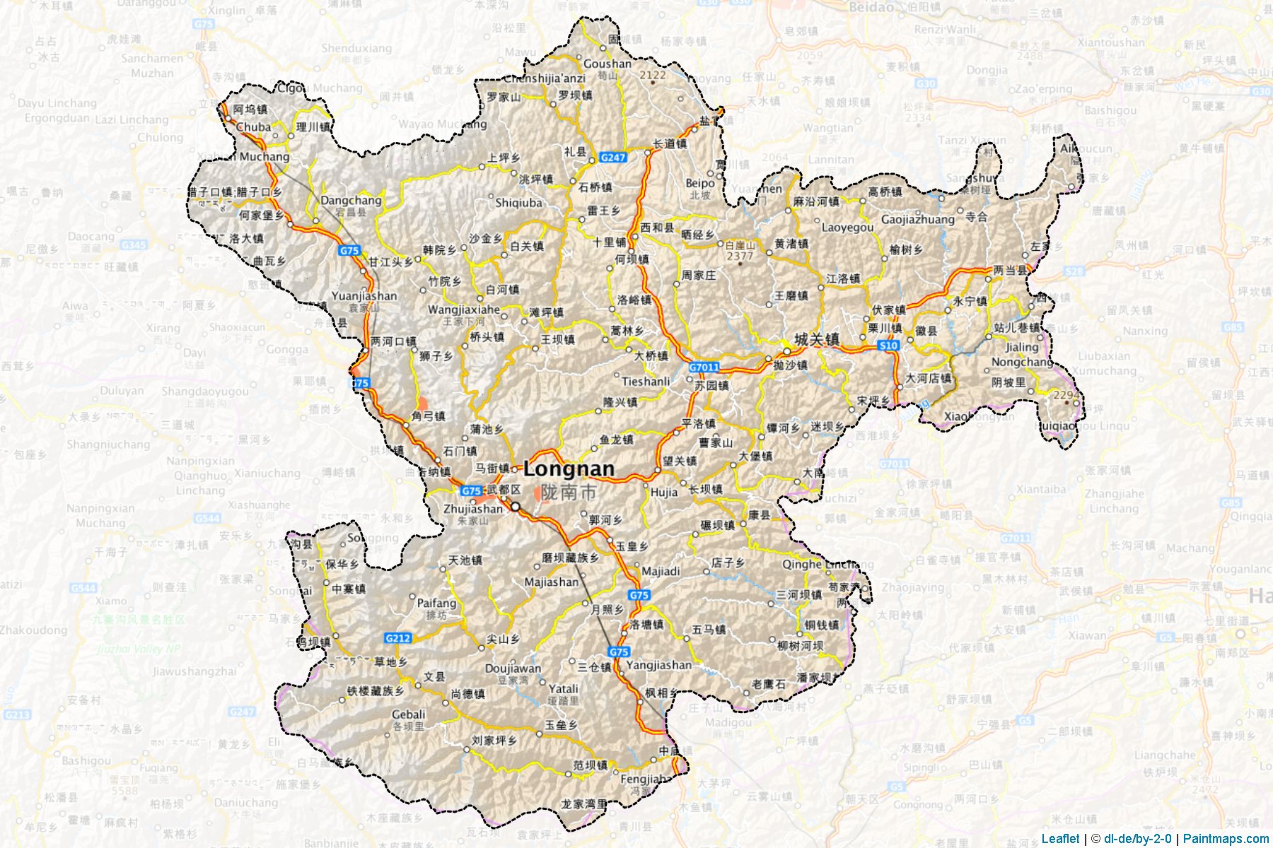 Muestras de recorte de mapas Longnan (Gansu)-1