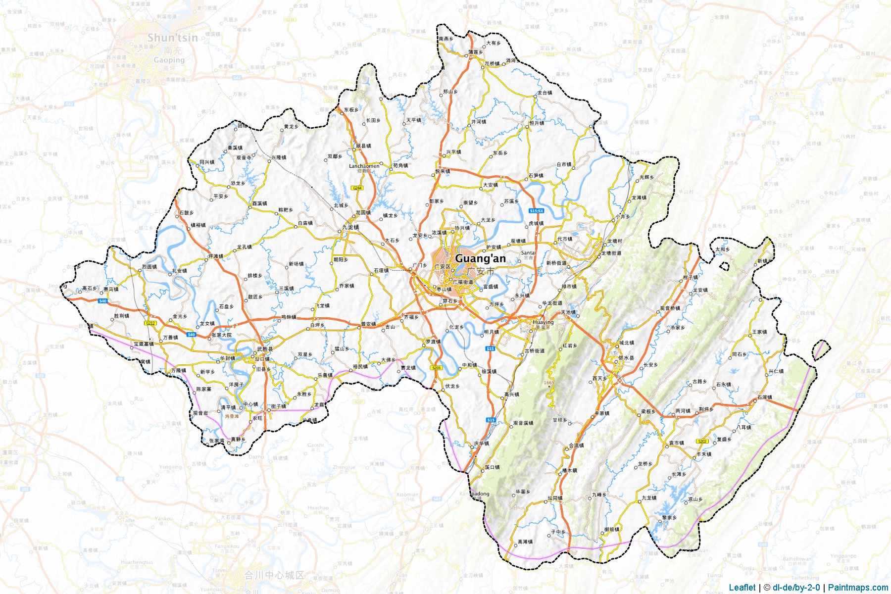 Muestras de recorte de mapas Guang'an (Sichuan)-1