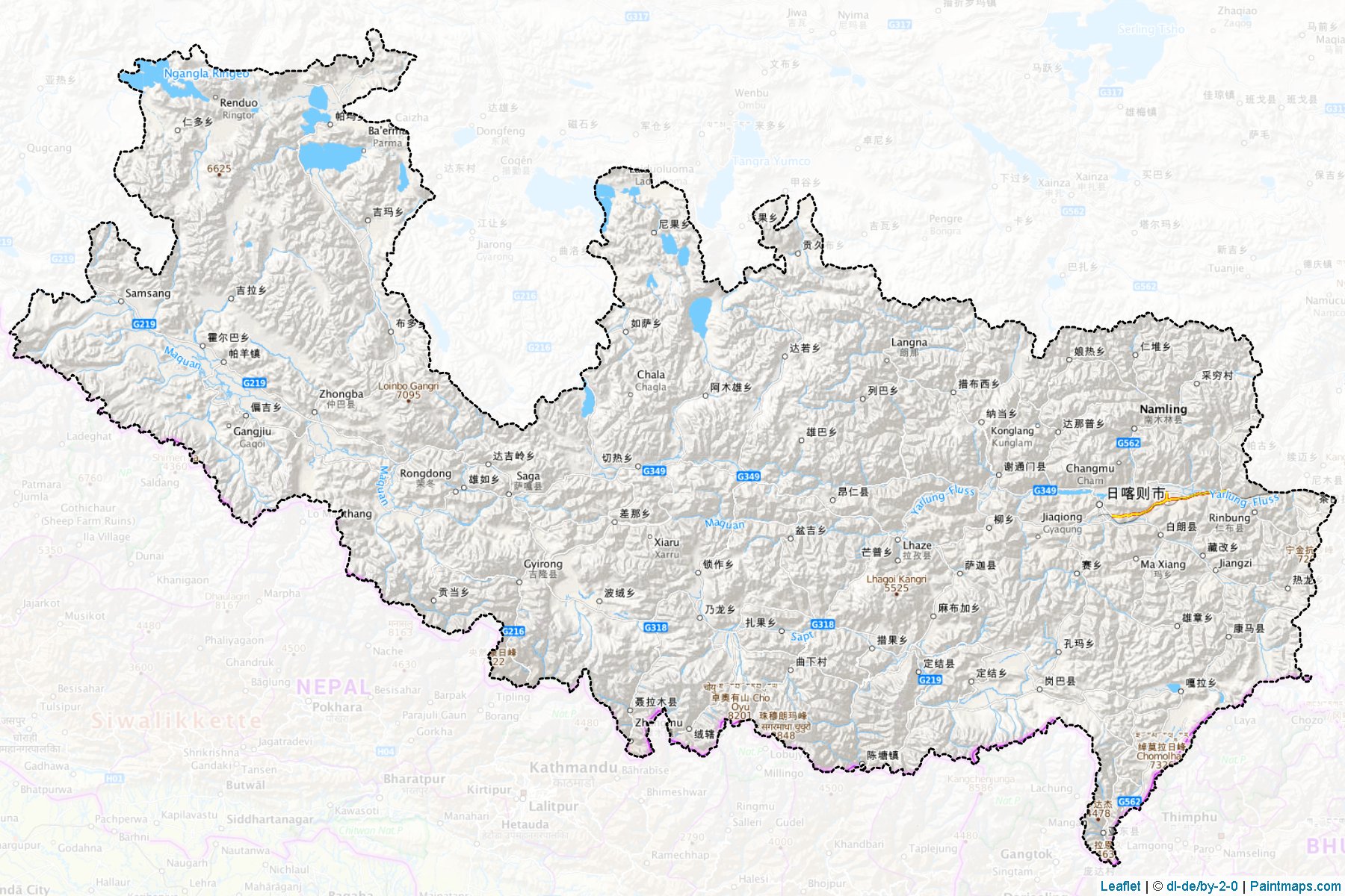 Rikaze (Tibet) Haritası Örnekleri-1