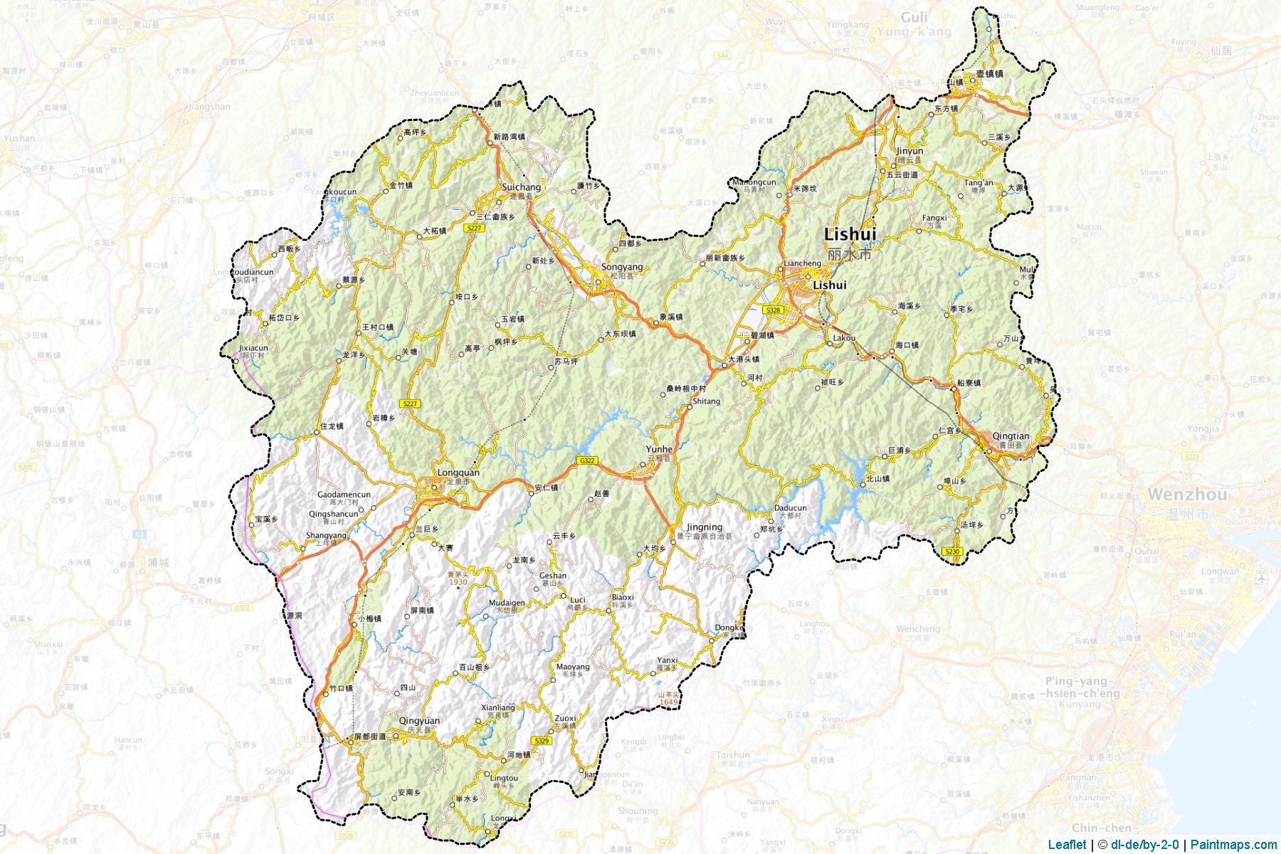 Muestras de recorte de mapas Lishui (Zhejiang)-1