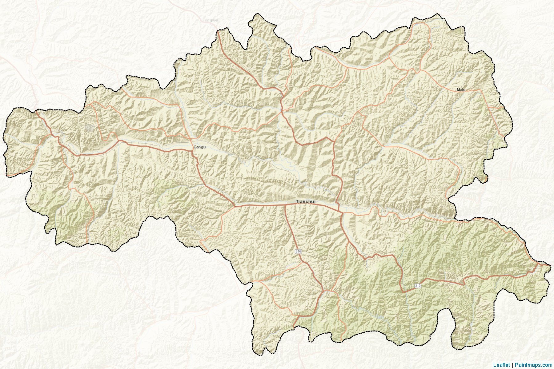 Muestras de recorte de mapas Tianshui (Gansu)-2