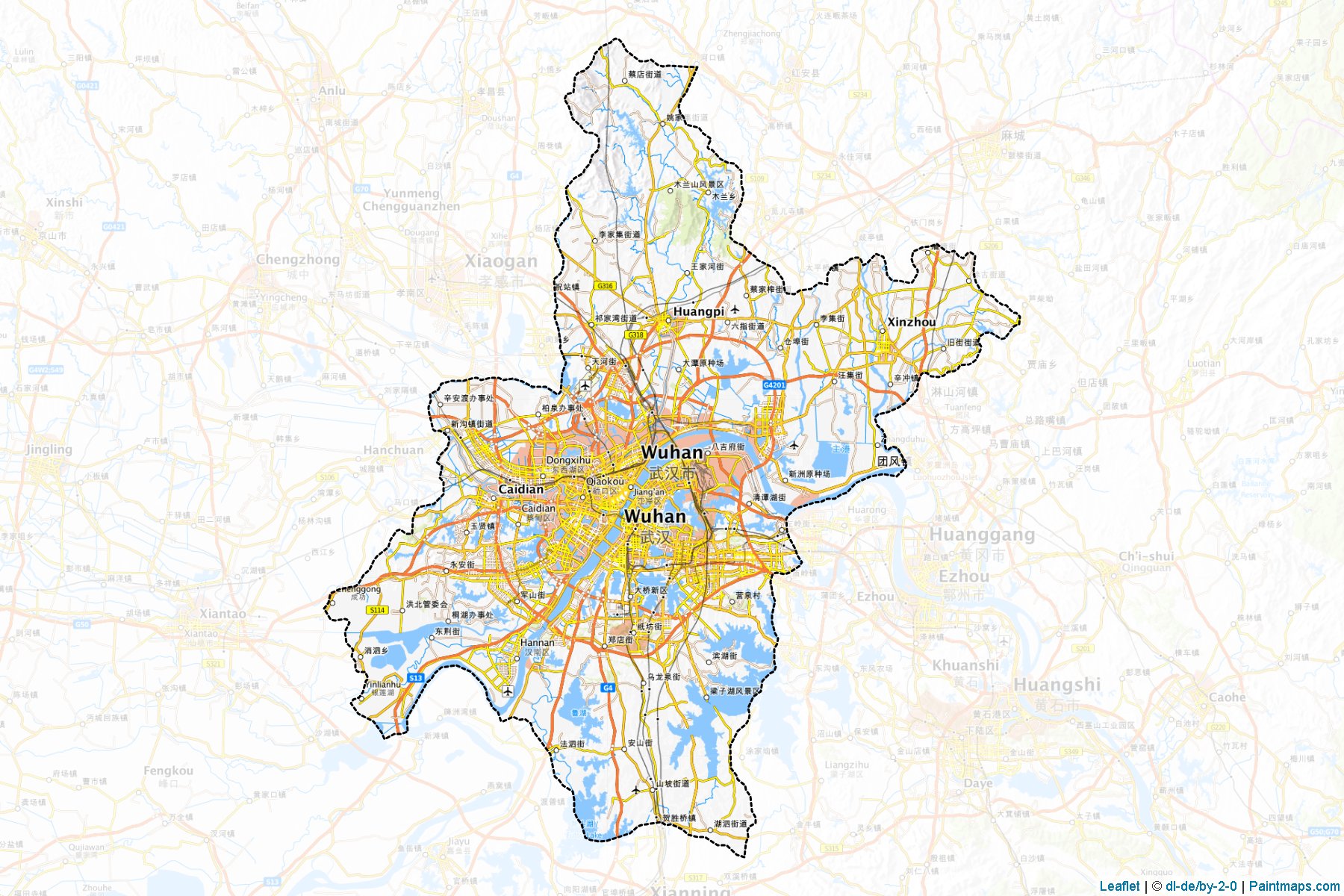 Border cropping samples for Wuhan map.