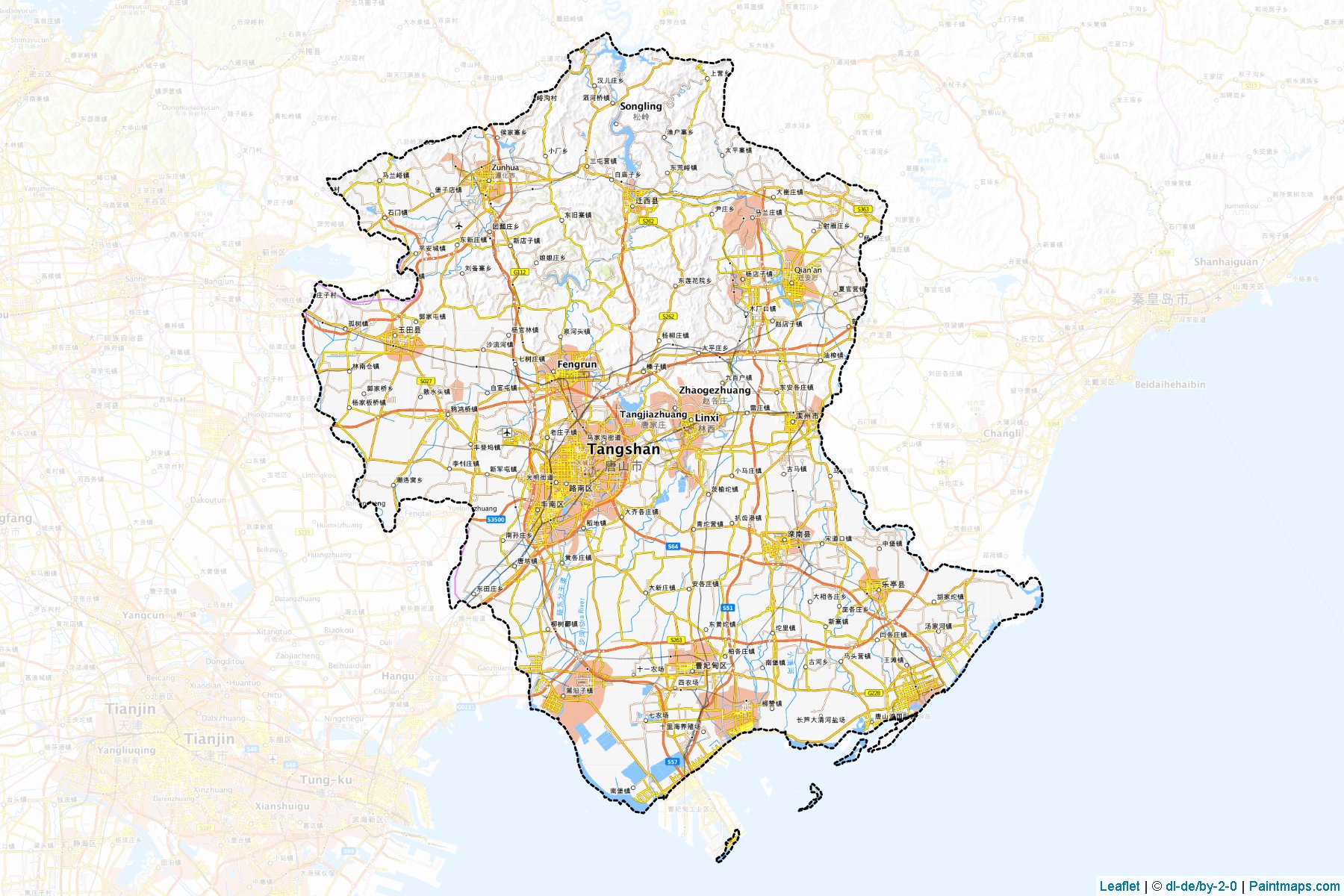 Muestras de recorte de mapas Tangshan (Hebei)-1