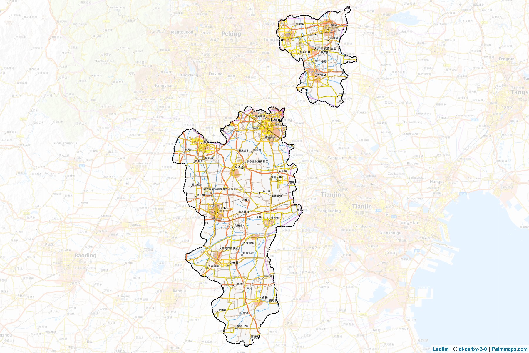 Muestras de recorte de mapas Langfang (Hebei)-1