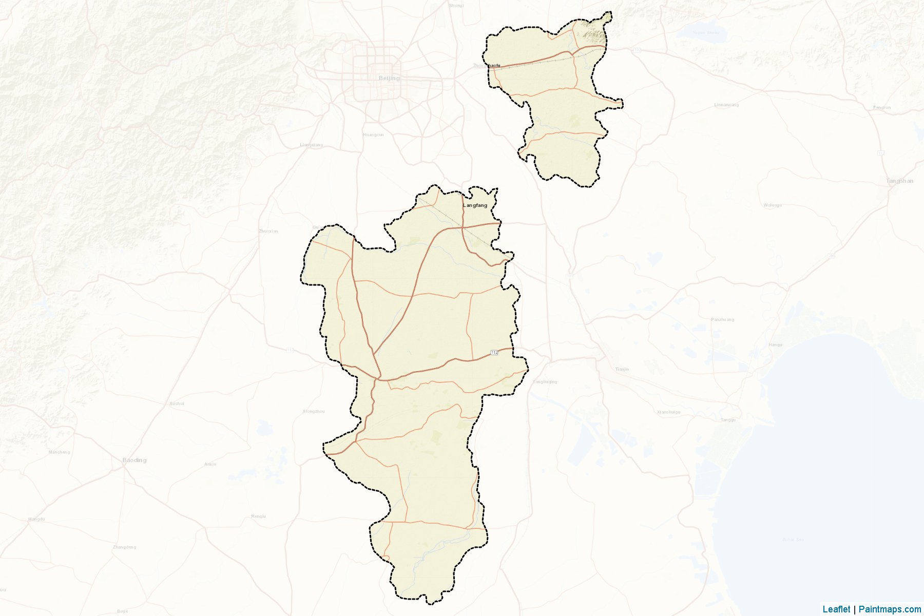 Muestras de recorte de mapas Langfang (Hebei)-2