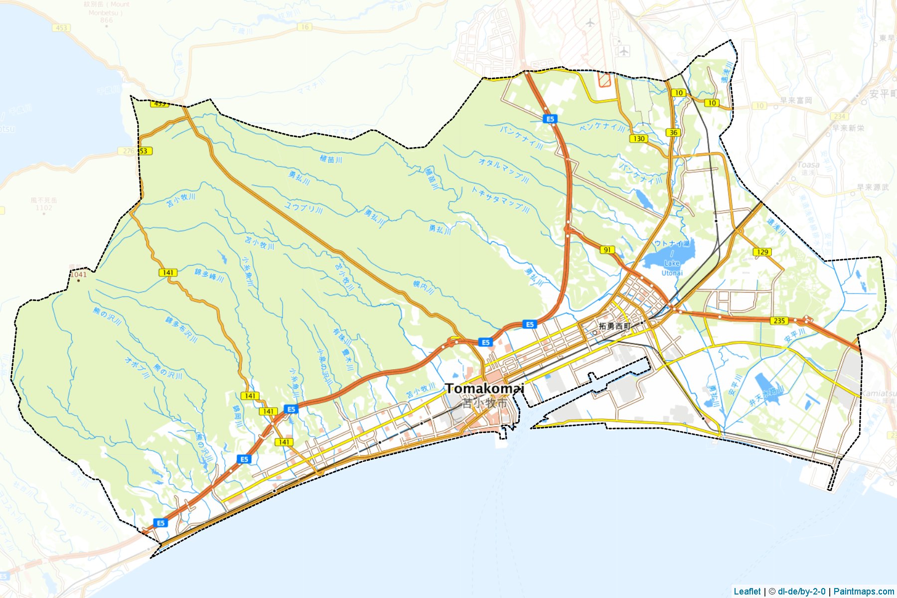 Muestras de recorte de mapas Tomakomai (Hokkaido)-1