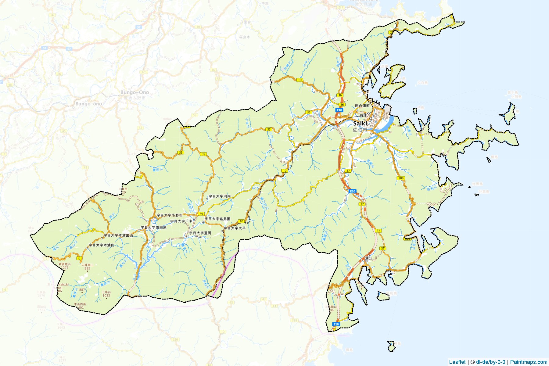 Muestras de recorte de mapas Saiki (Oita)-1