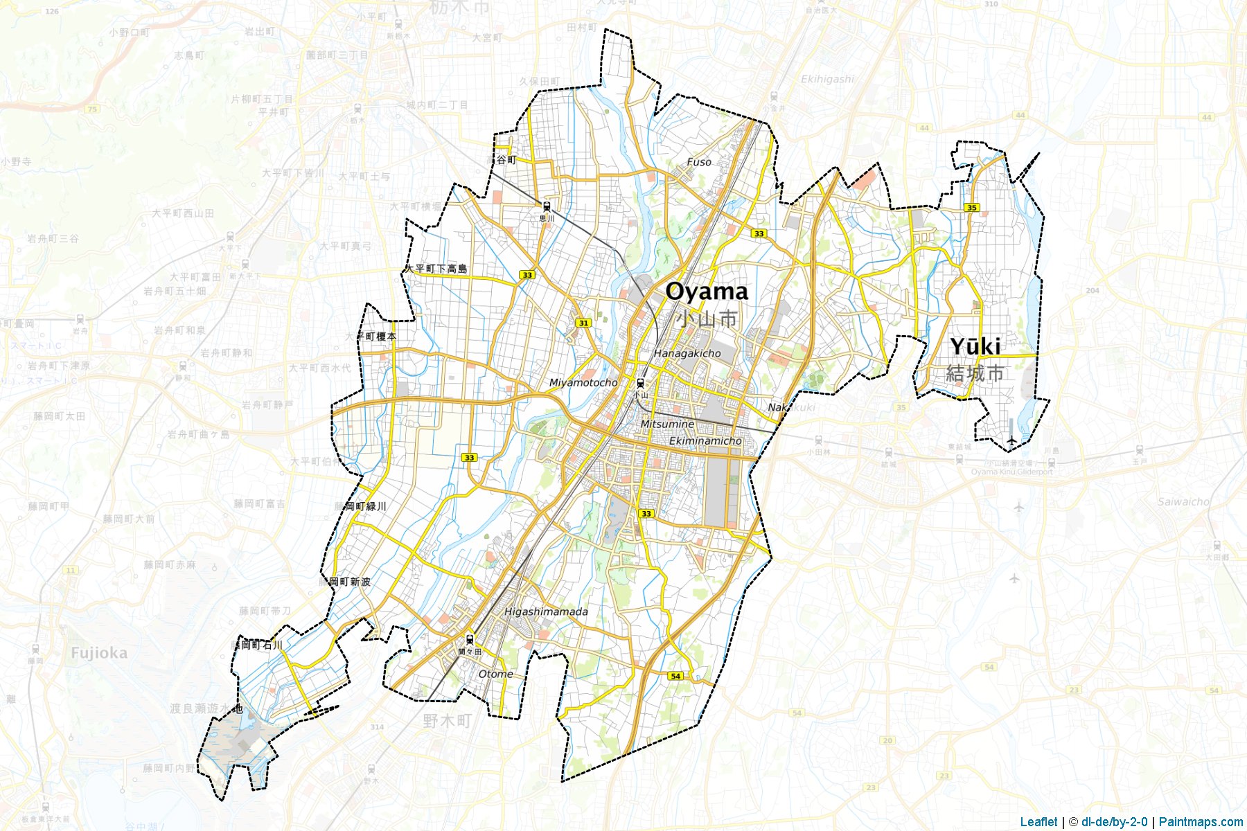 Muestras de recorte de mapas Oyama (Tochigi)-1