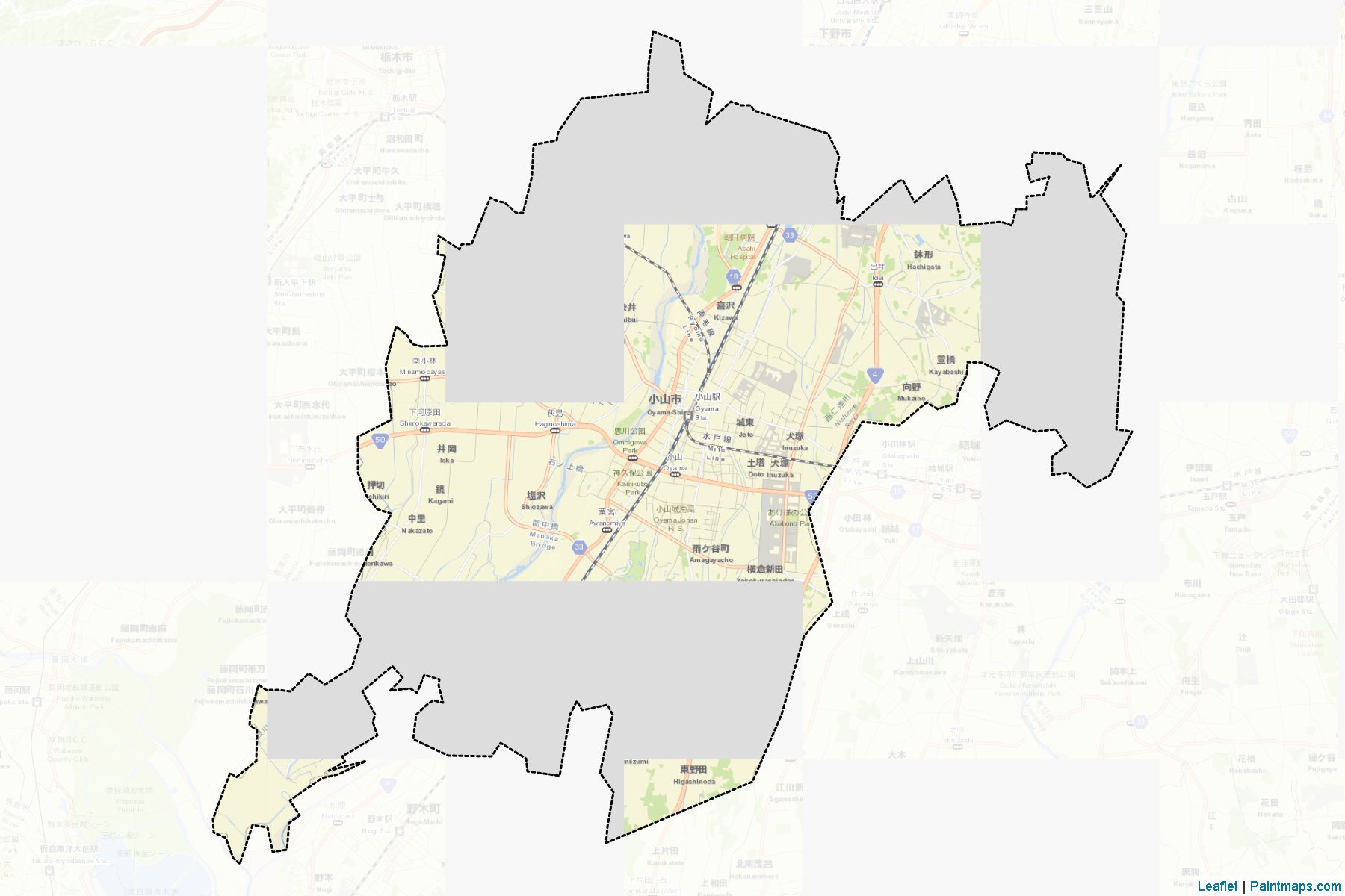 Muestras de recorte de mapas Oyama (Tochigi)-2