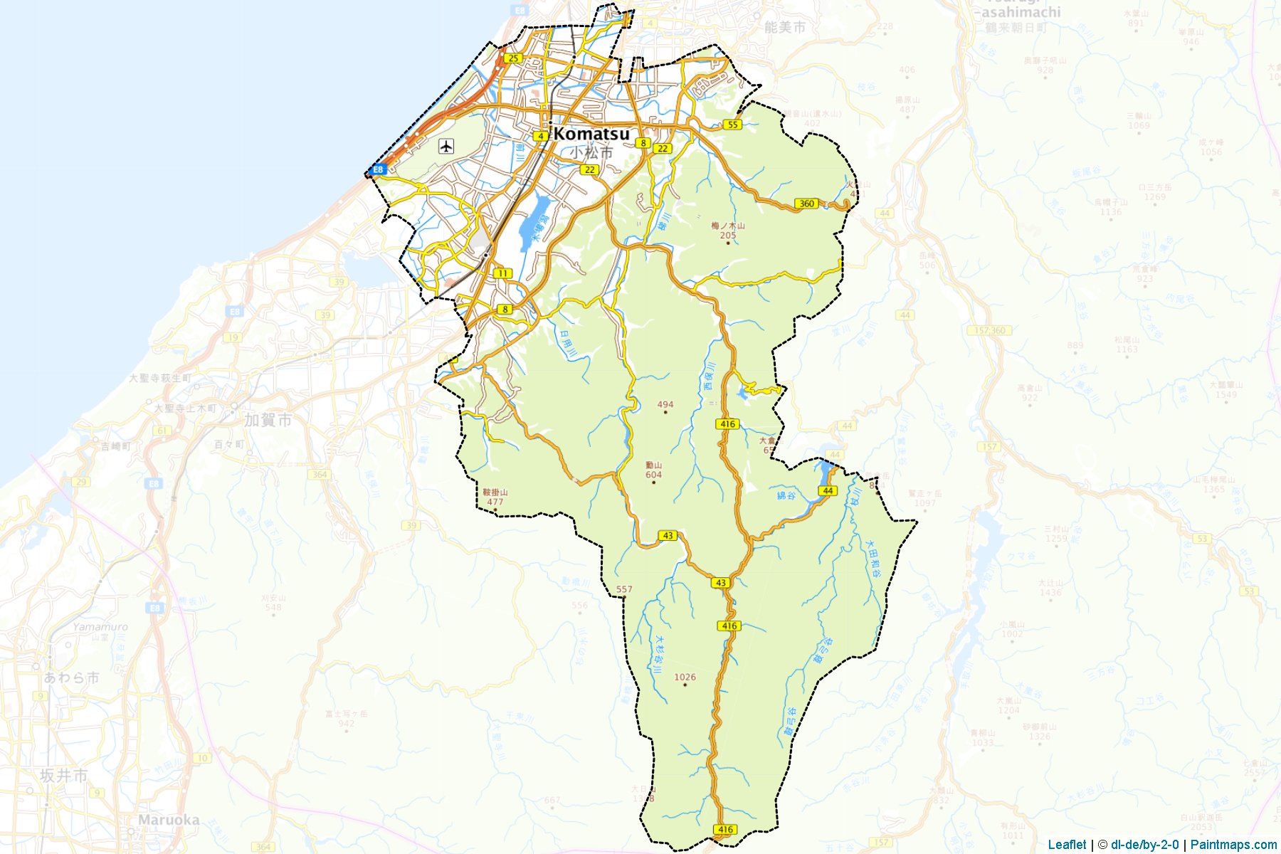 Komatsu (Ishikawa Prefecture) Map Cropping Samples-1