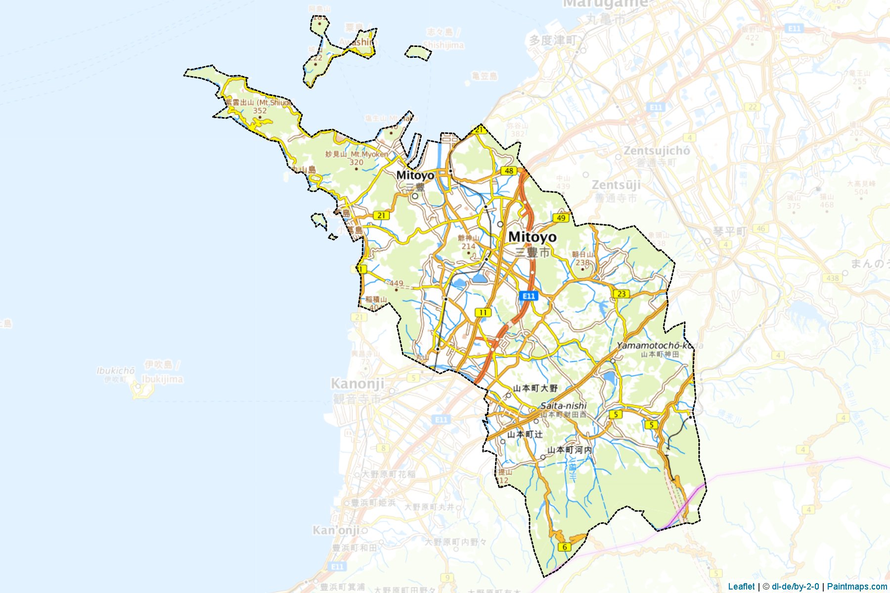 Mitoyo (Kagawa Prefecture) Map Cropping Samples-1