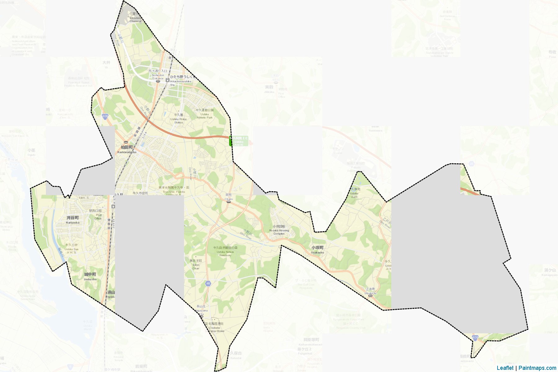 Muestras de recorte de mapas Ushiku (Ibaraki)-2