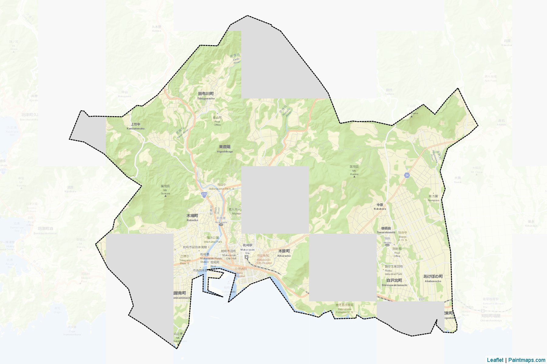 Makurazaki (Kagoshima Prefecture) Map Cropping Samples-2