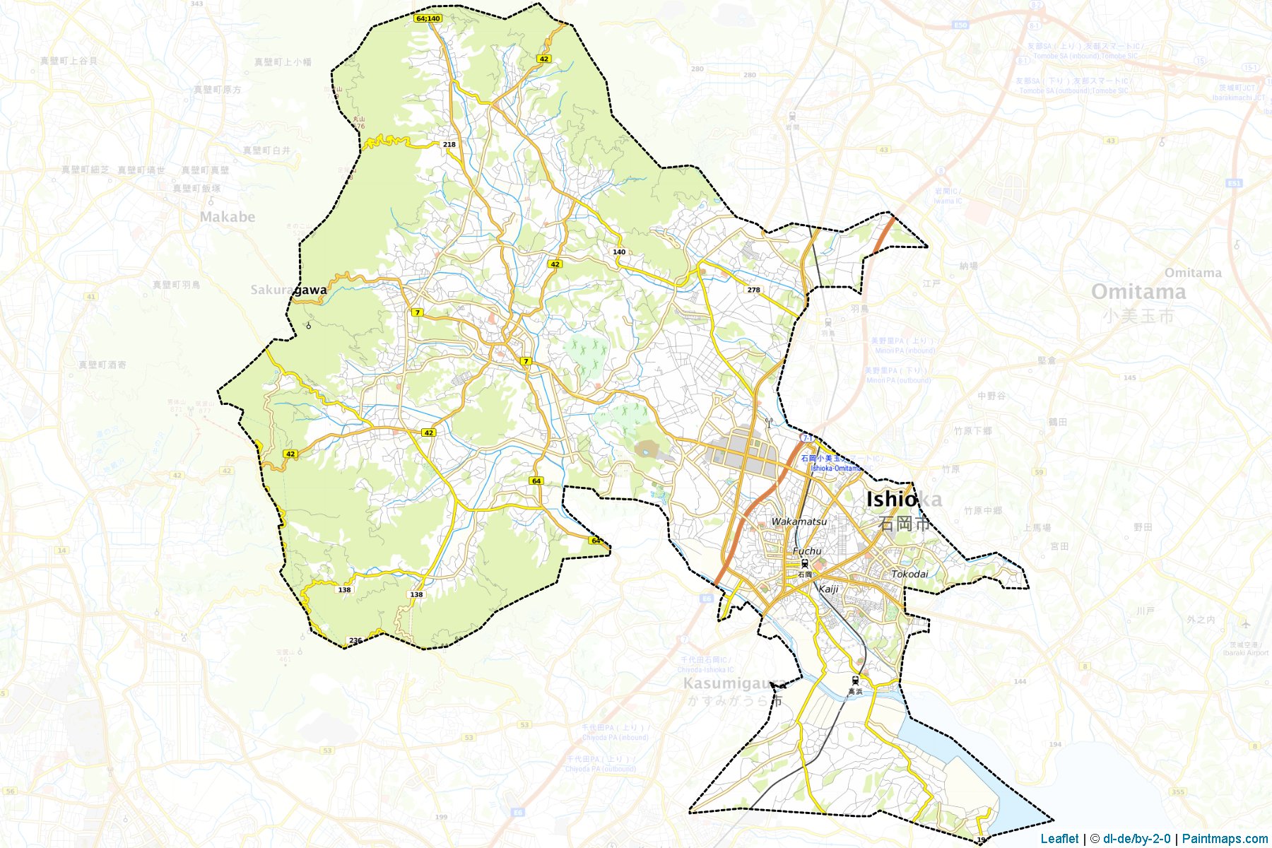 Ishioka (Ibaraki Prefecture) Map Cropping Samples-1