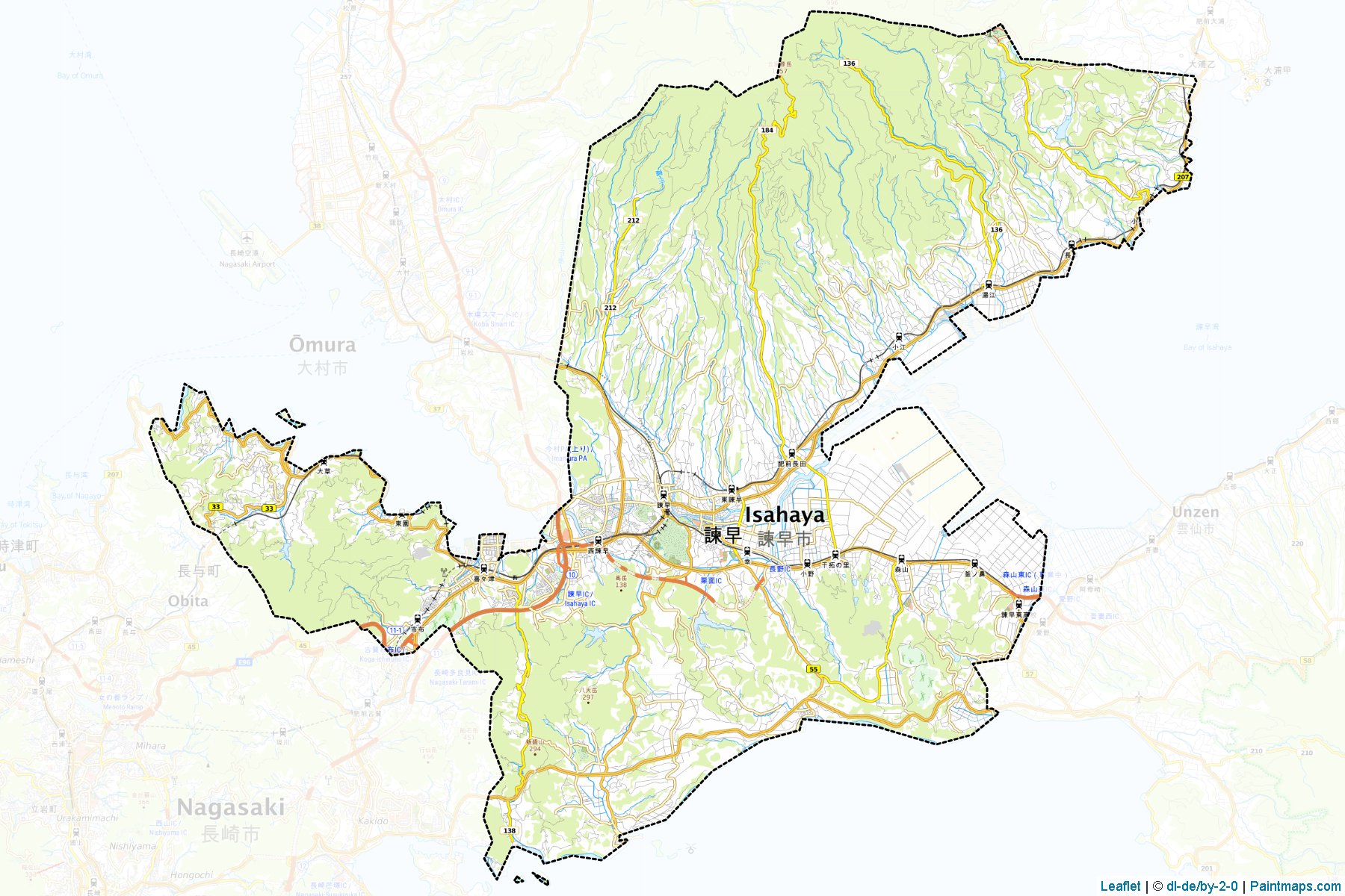 Muestras de recorte de mapas Isahaya (Nagasaki)-1