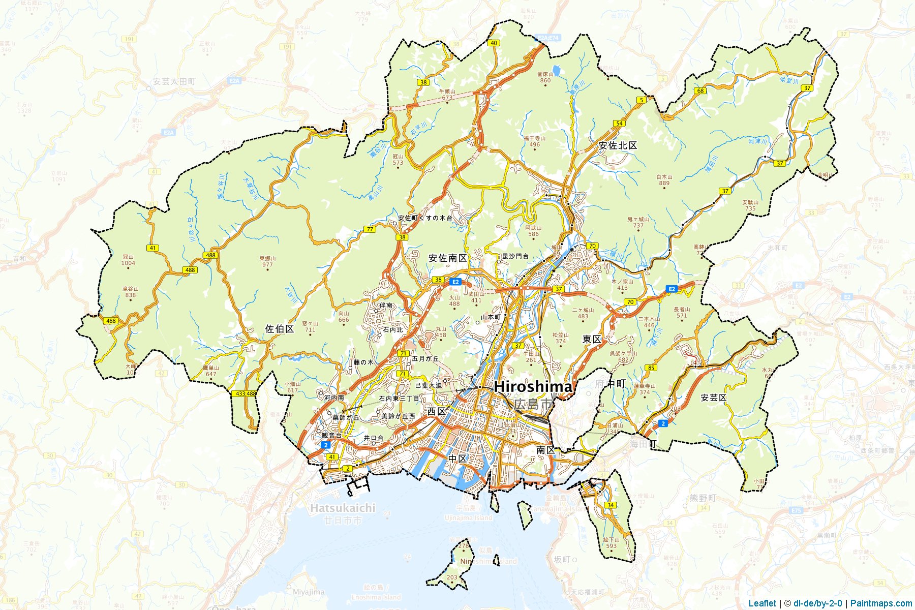 Muestras de recorte de mapas Hiroshima (Hiroshima)-1