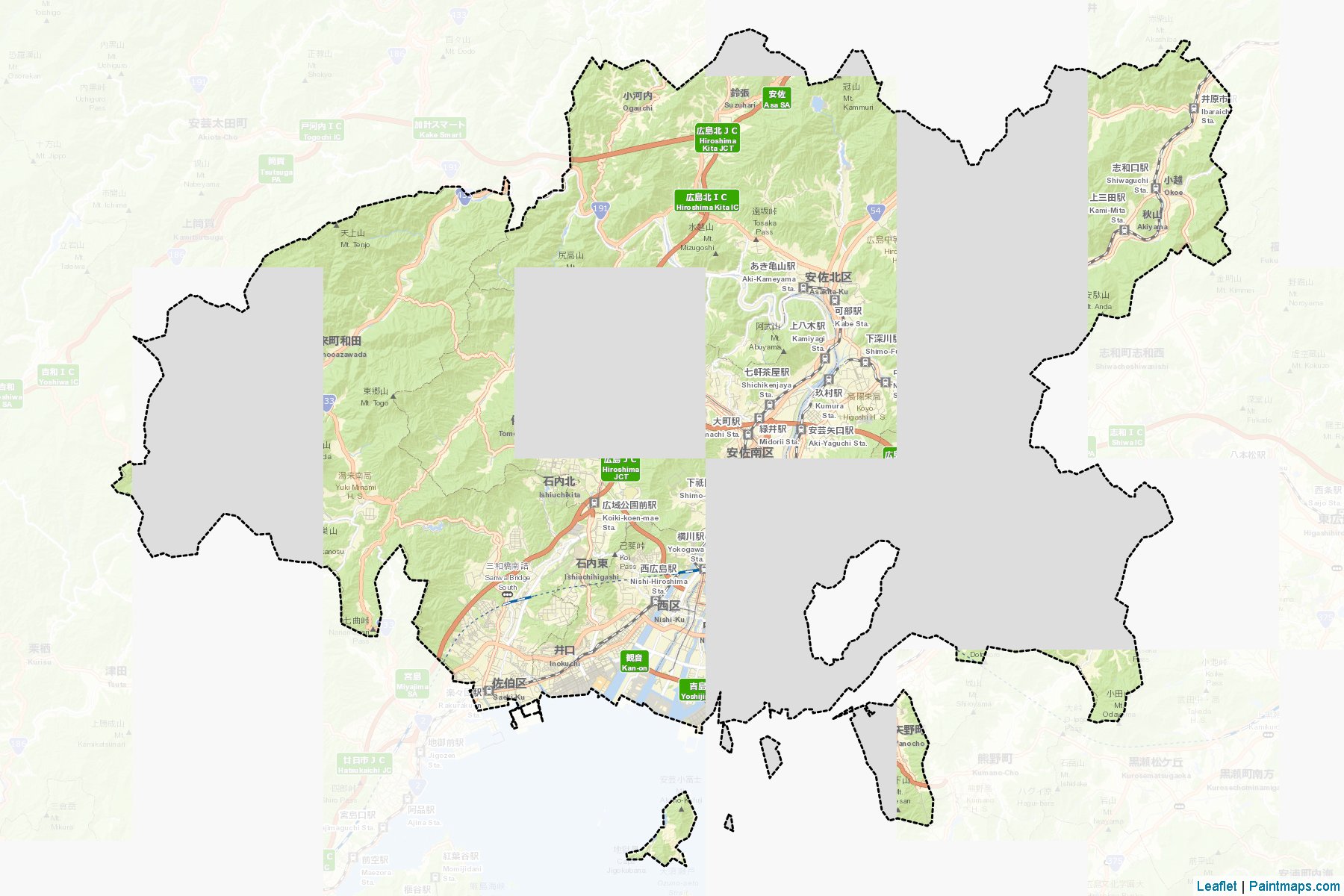 Muestras de recorte de mapas Hiroshima (Hiroshima)-2