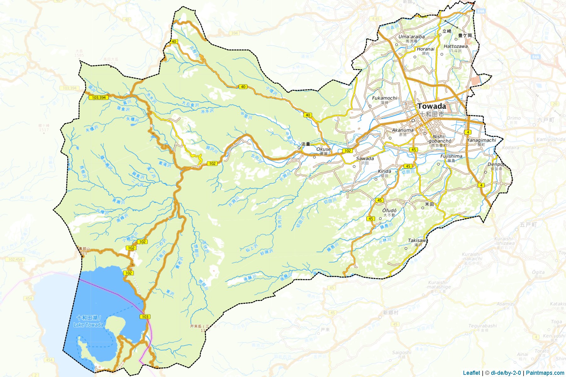 Towada (Aomori Prefecture) Map Cropping Samples-1