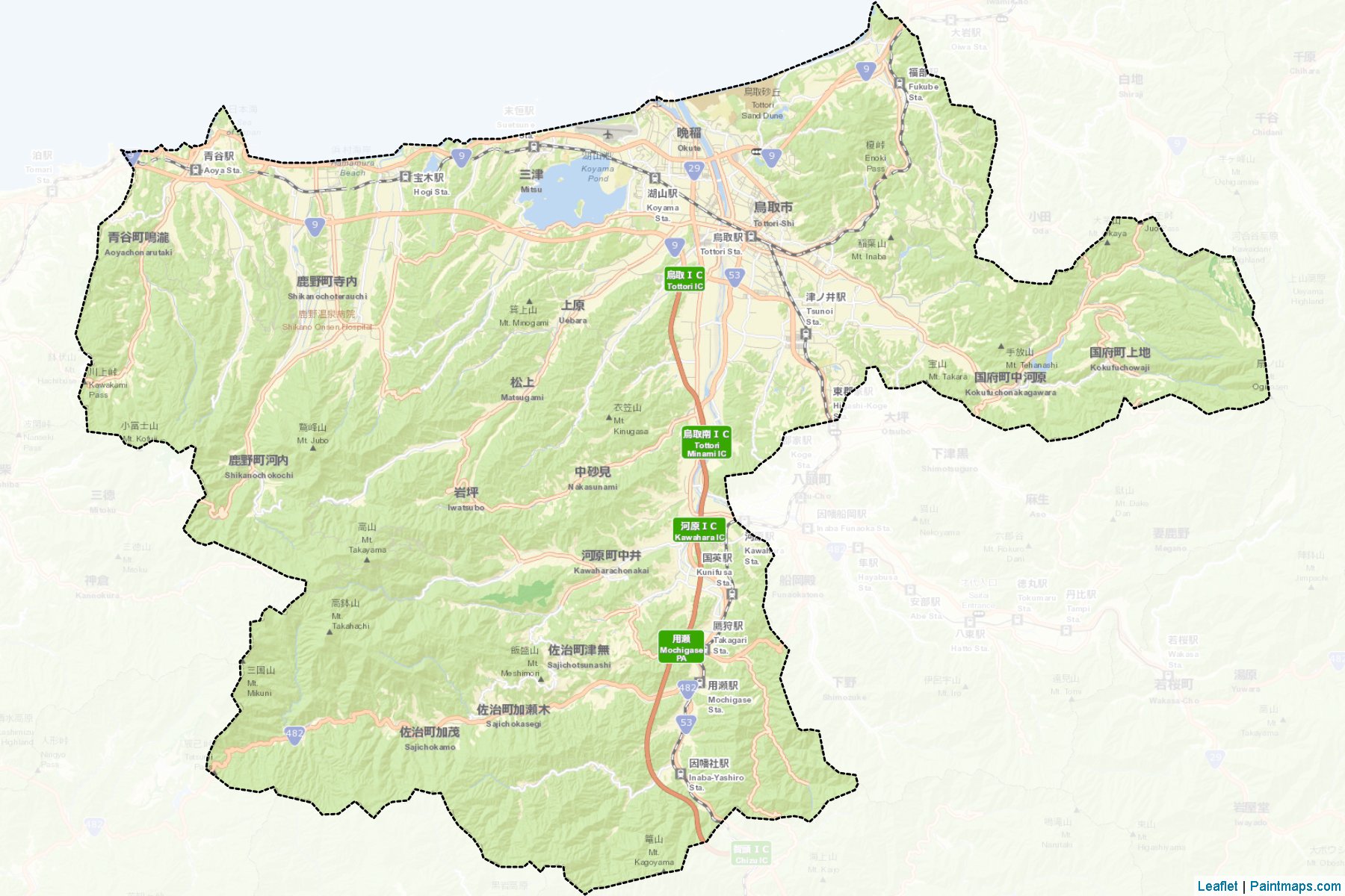 Tottori (Tottori Prefecture) Map Cropping Samples-2