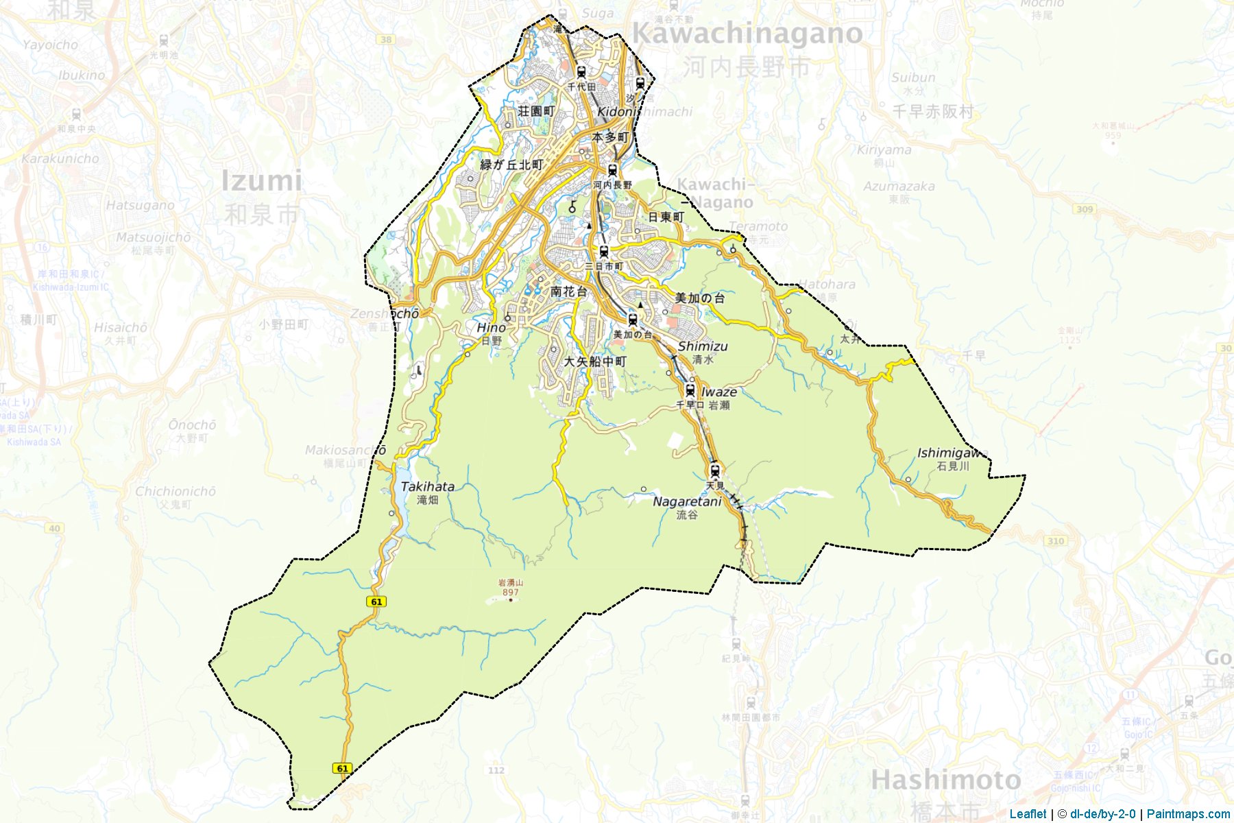 Kawachinagano (Osaka Prefecture) Map Cropping Samples-1