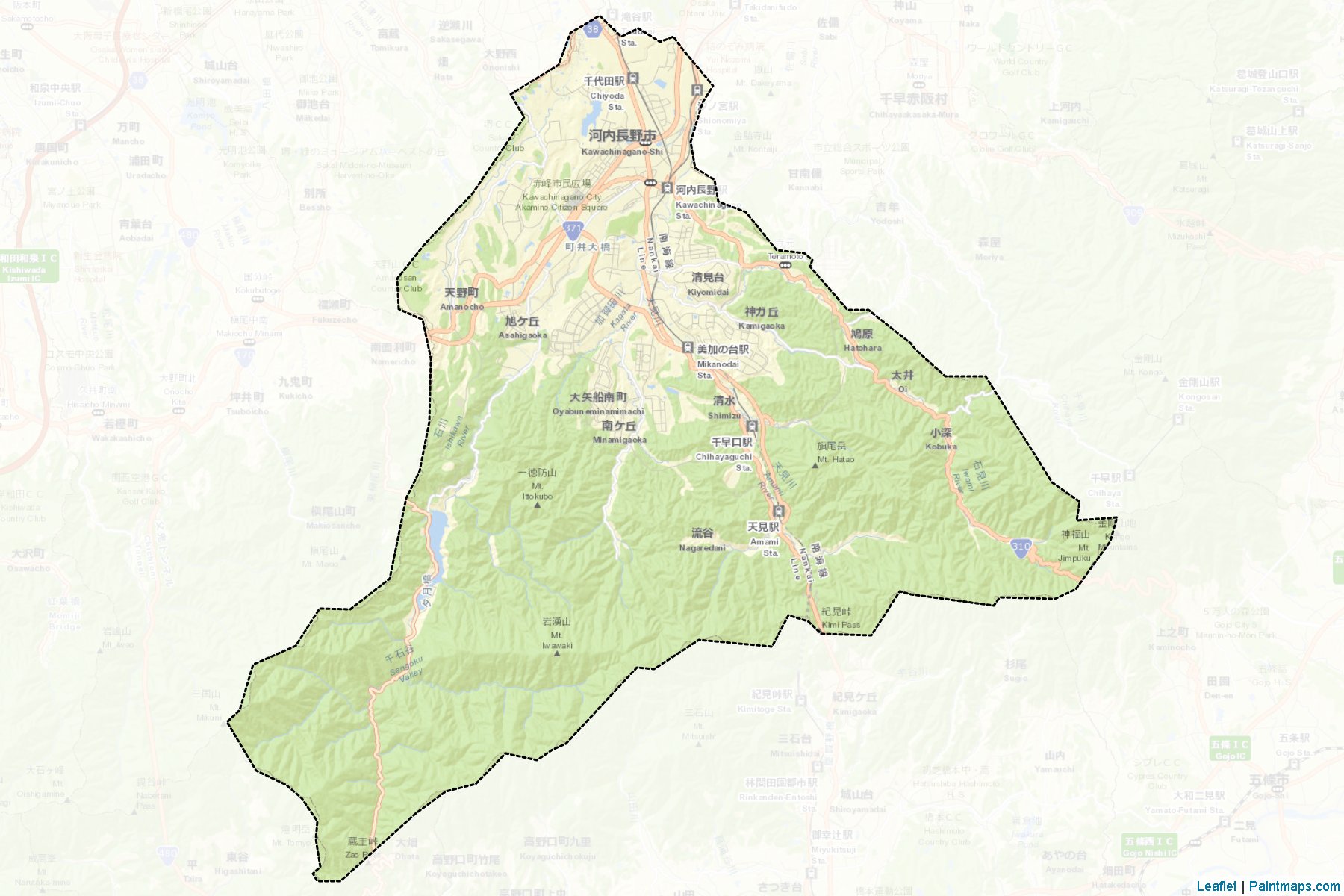 Kawachinagano (Osaka Prefecture) Map Cropping Samples-2