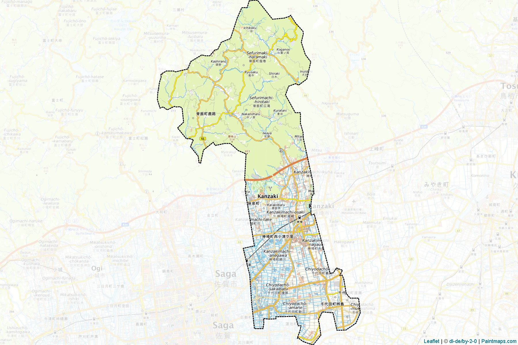 Kanzaki (Saga Prefecture) Map Cropping Samples-1