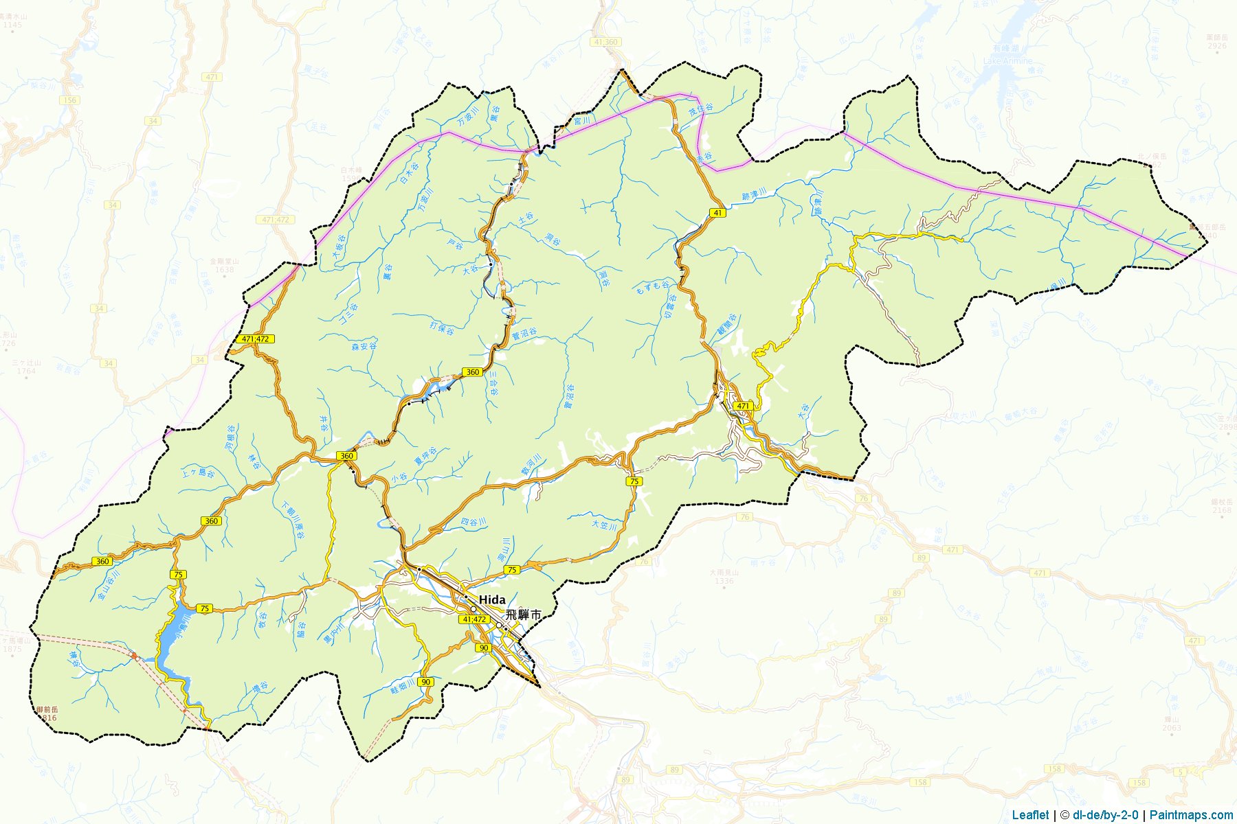 Hida (Gifu Prefecture) Map Cropping Samples-1